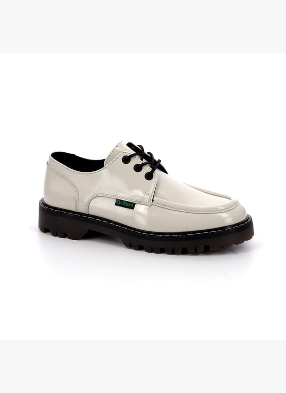 Leather Derby Shoes Blanc Casse Vernis Kickers Women 911270 50 Place des Tendances