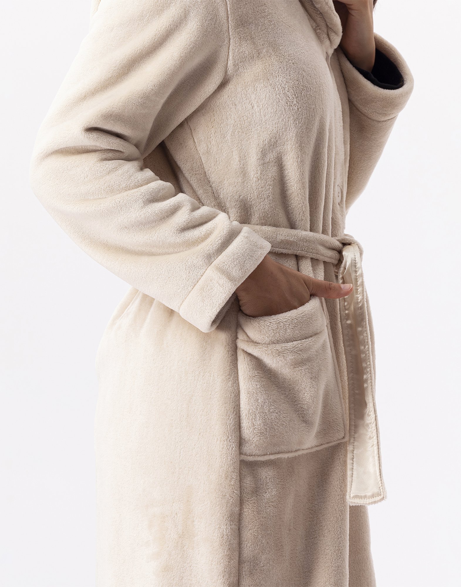 Plush flannel robe LE CHAT Beige