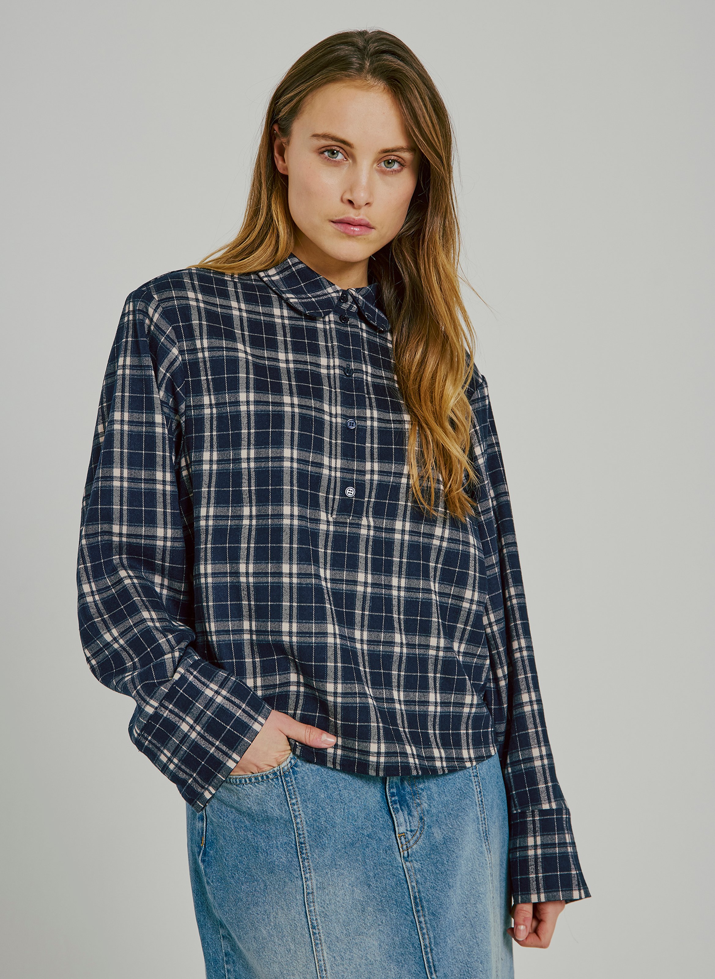 Blouse with classic collar NORR Blue