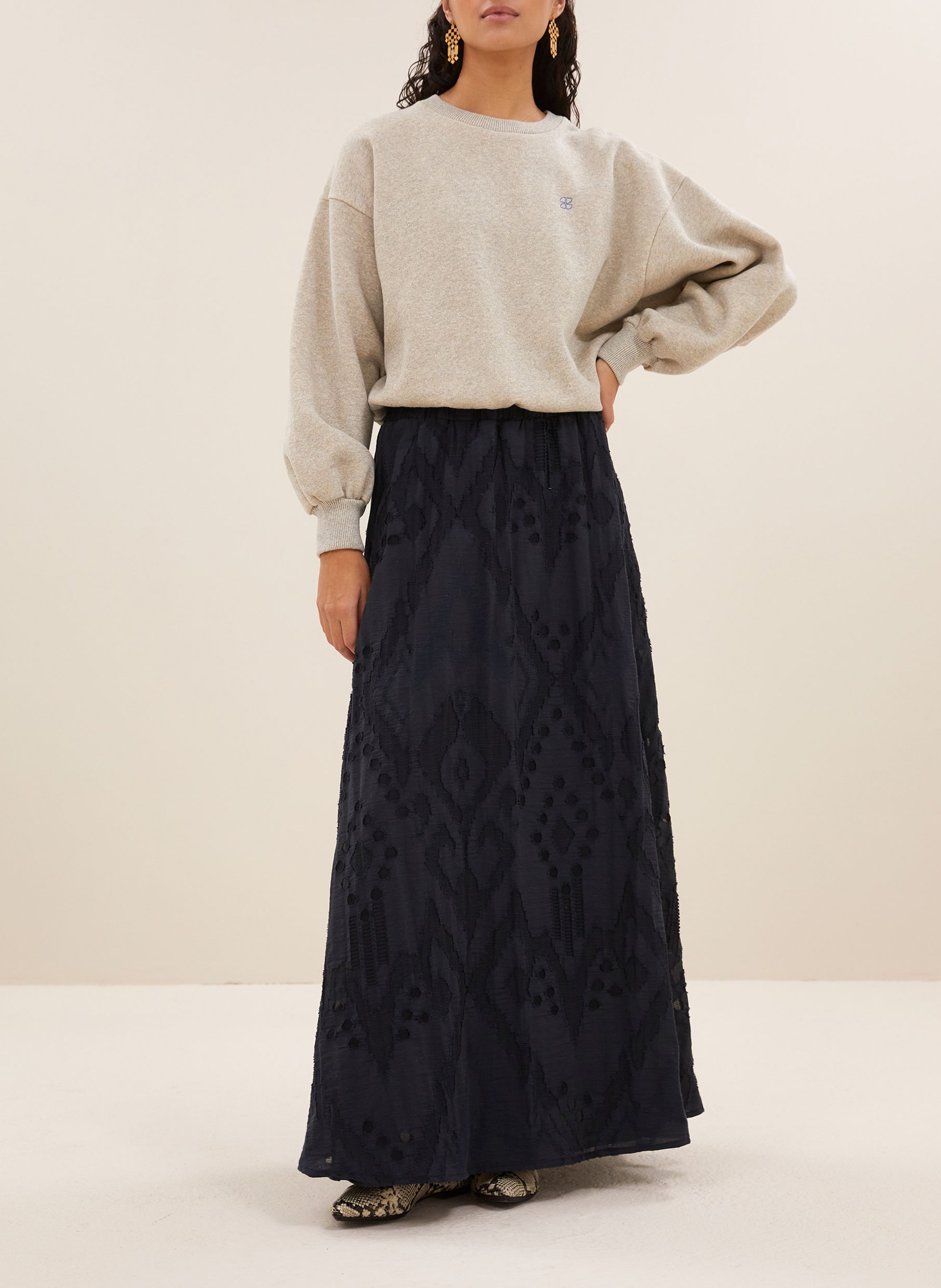 Sweat ample uni avec logo brodé BY BAR Doré