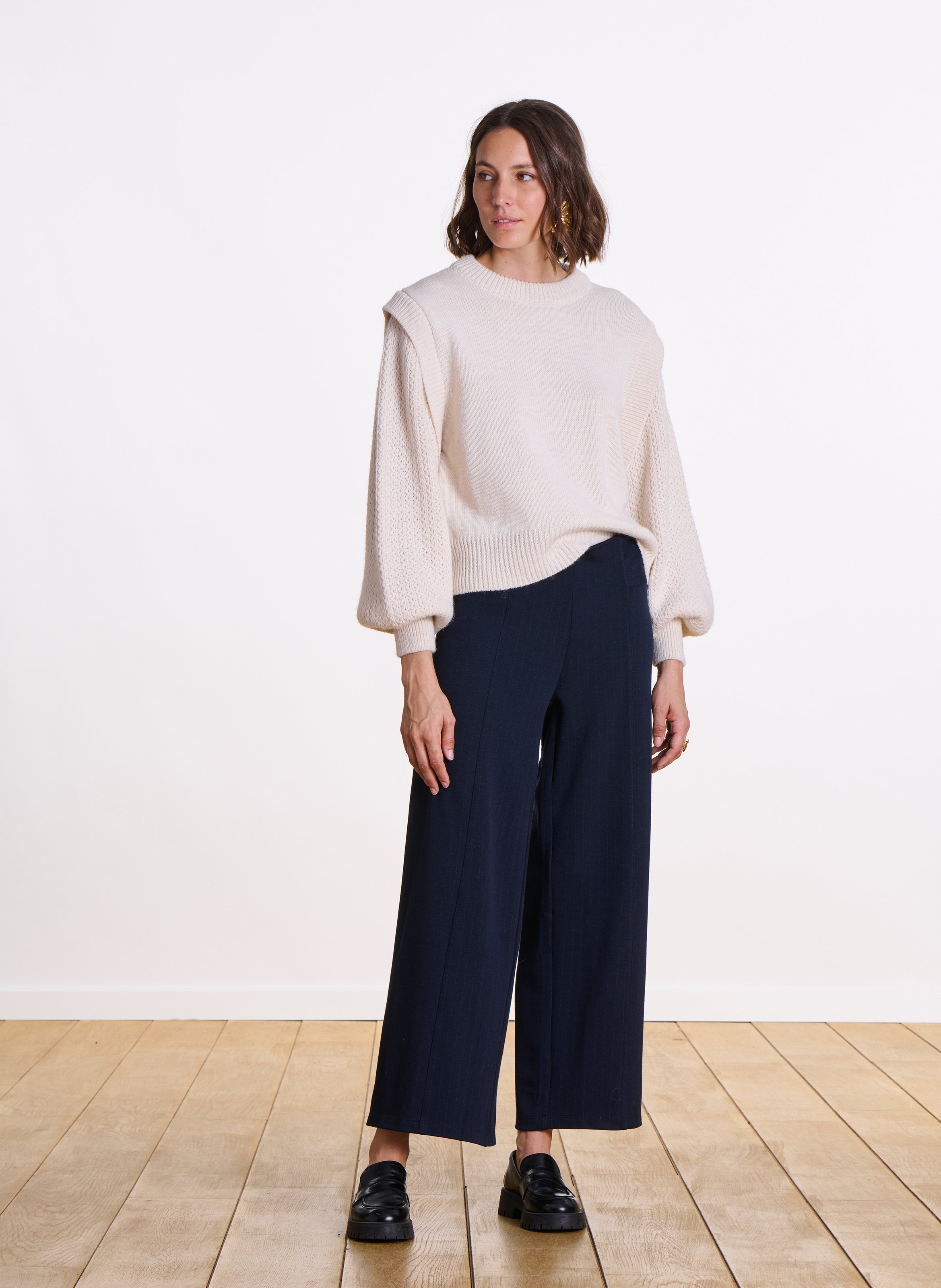 Weit geschnittene Streifenhose LA FEE MARABOUTEE Blau