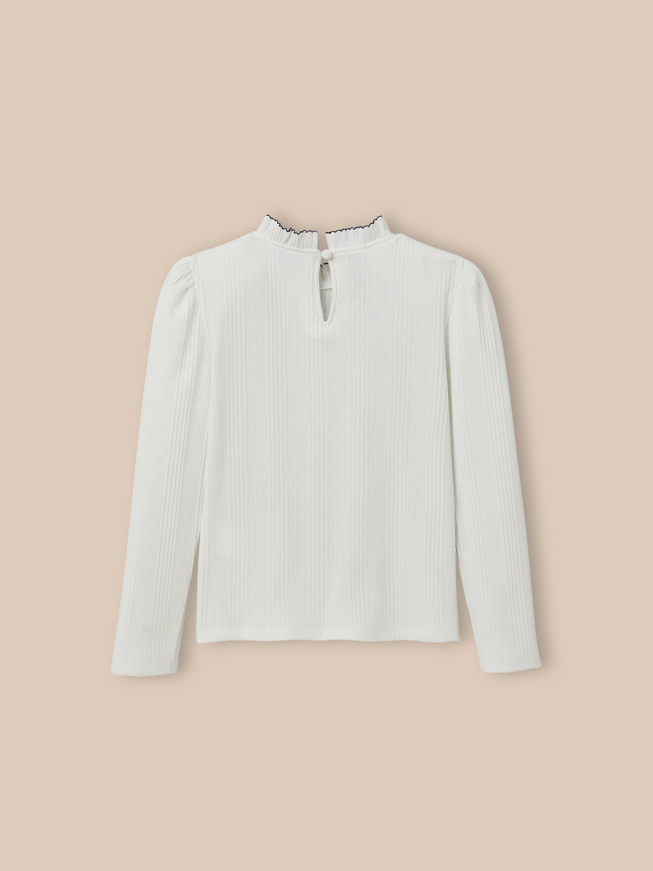 Thin organic cotton polo-neck sweater CYRILLUS White