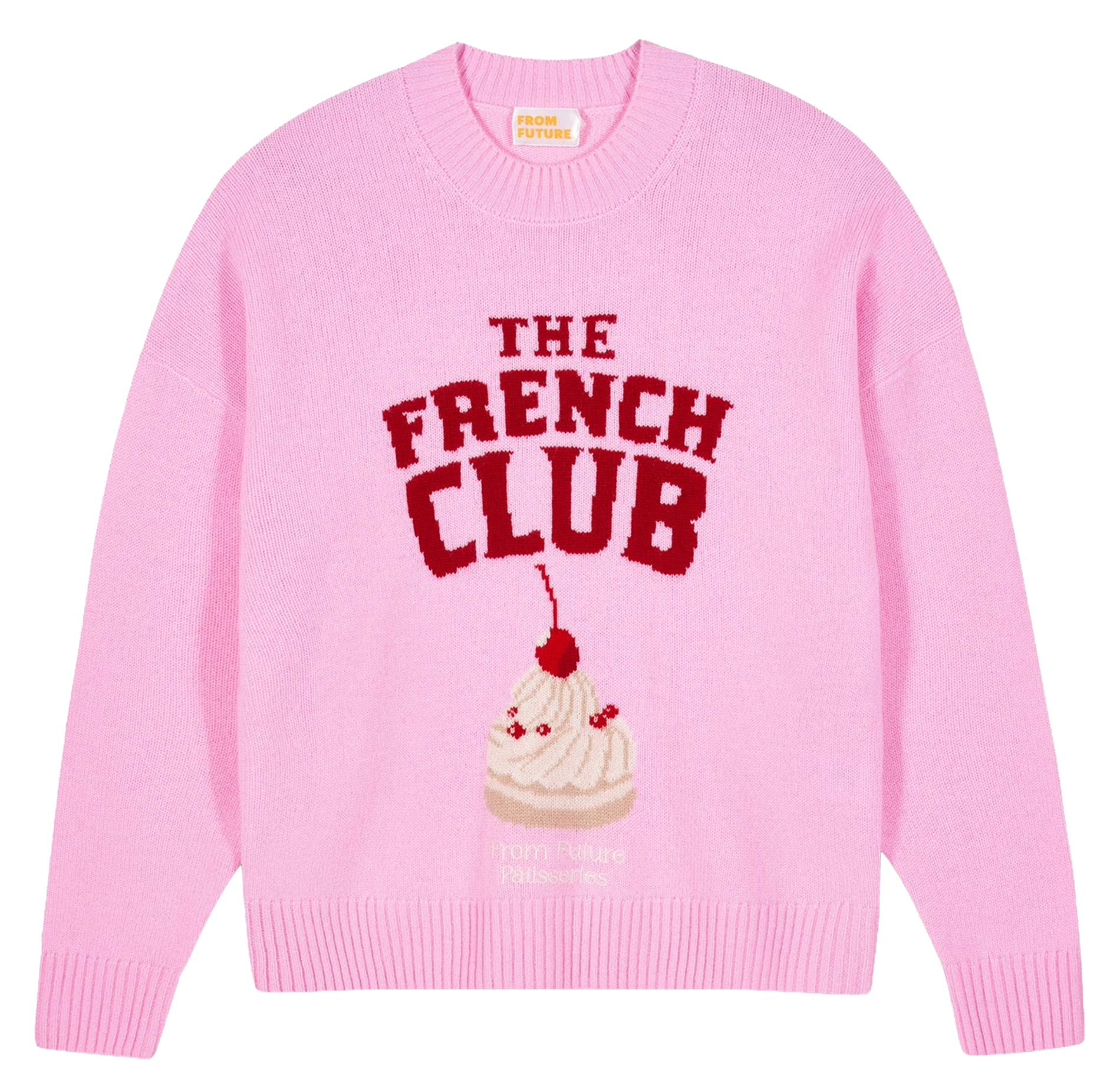 Round neck jacquard cashmere oversized sweater FROM FUTURE Pink