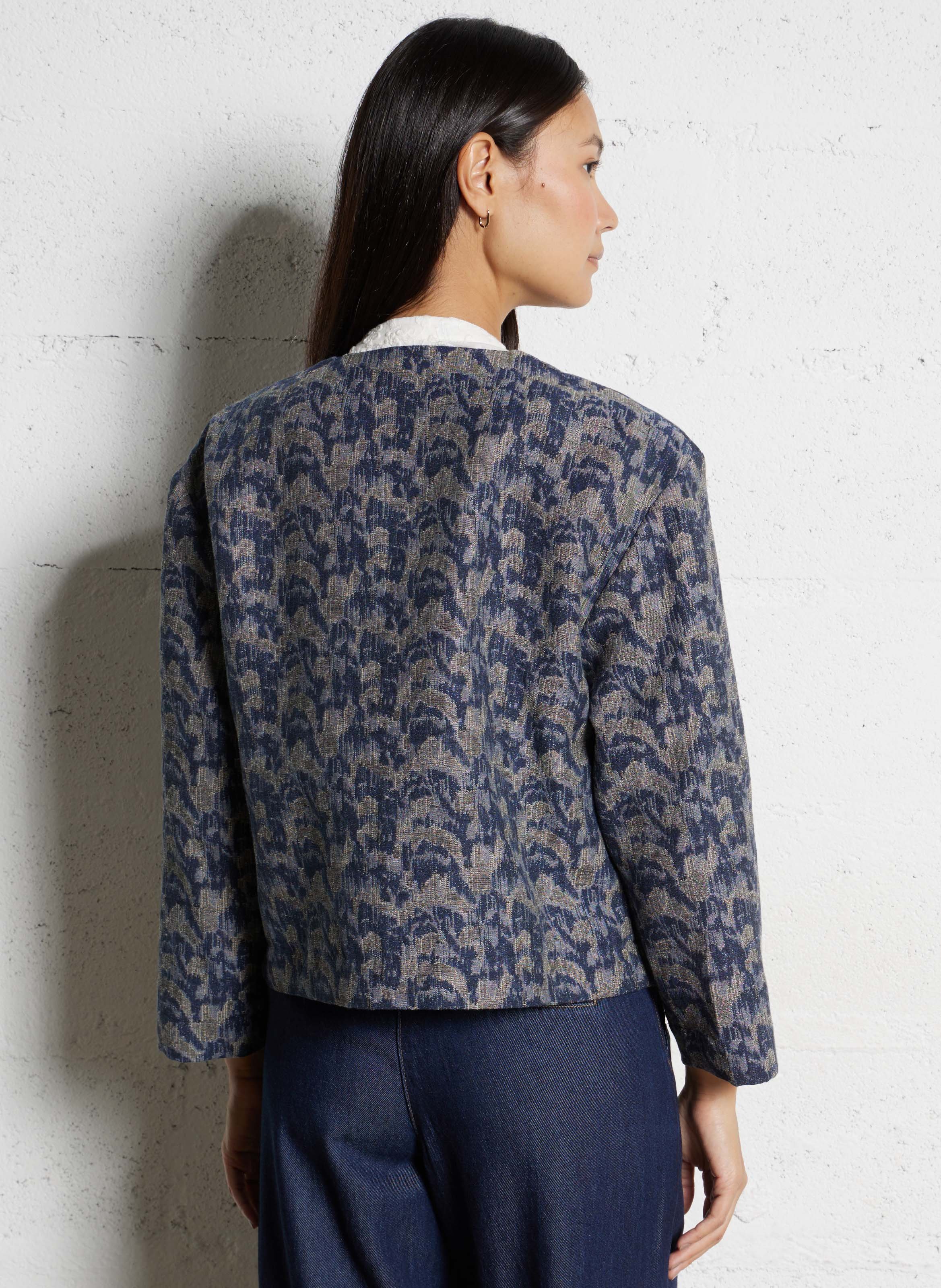 Short button-up jacket with patterns MAISON 123 Blue