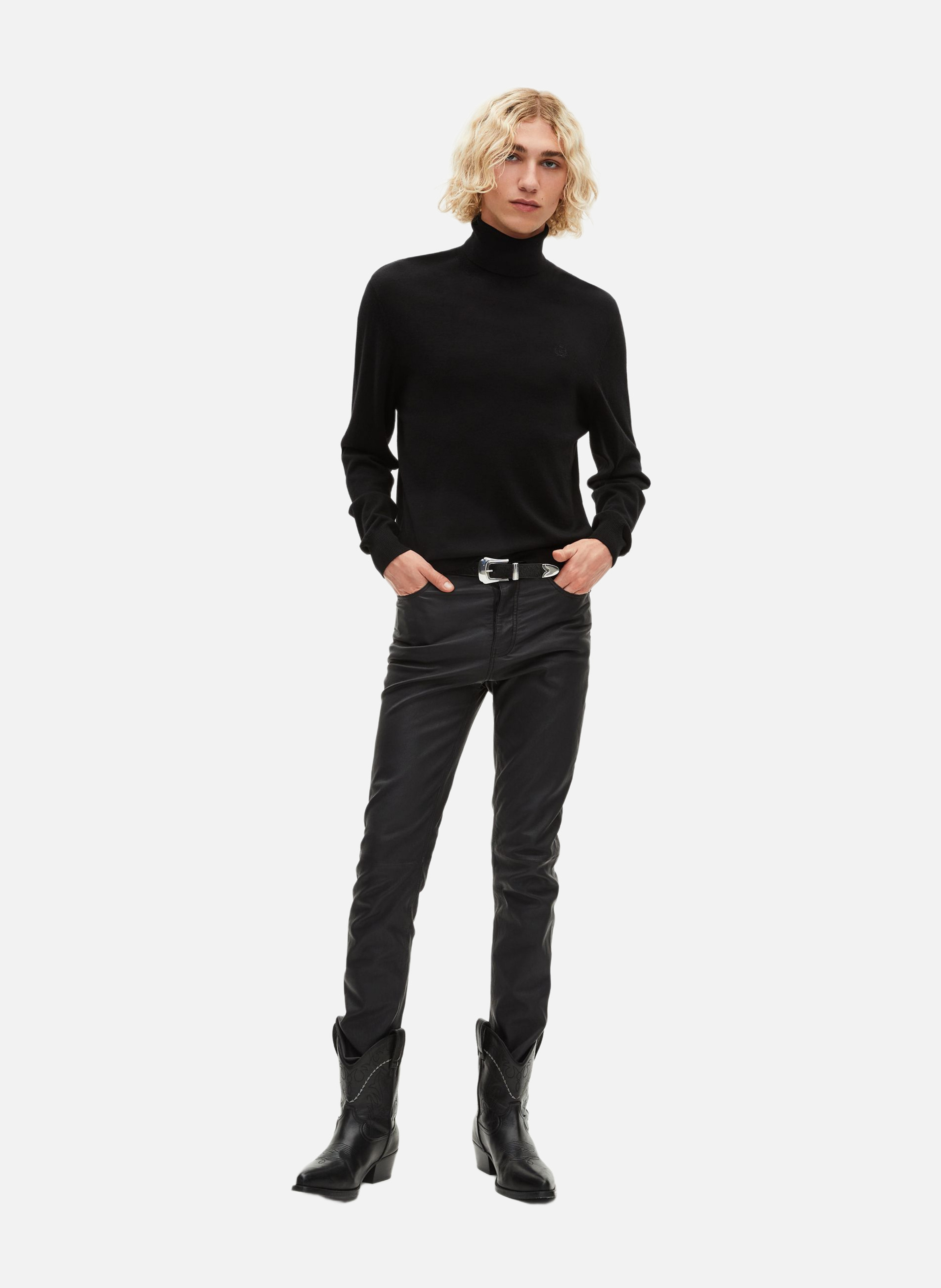 Merino wool roll-neck sweater Black