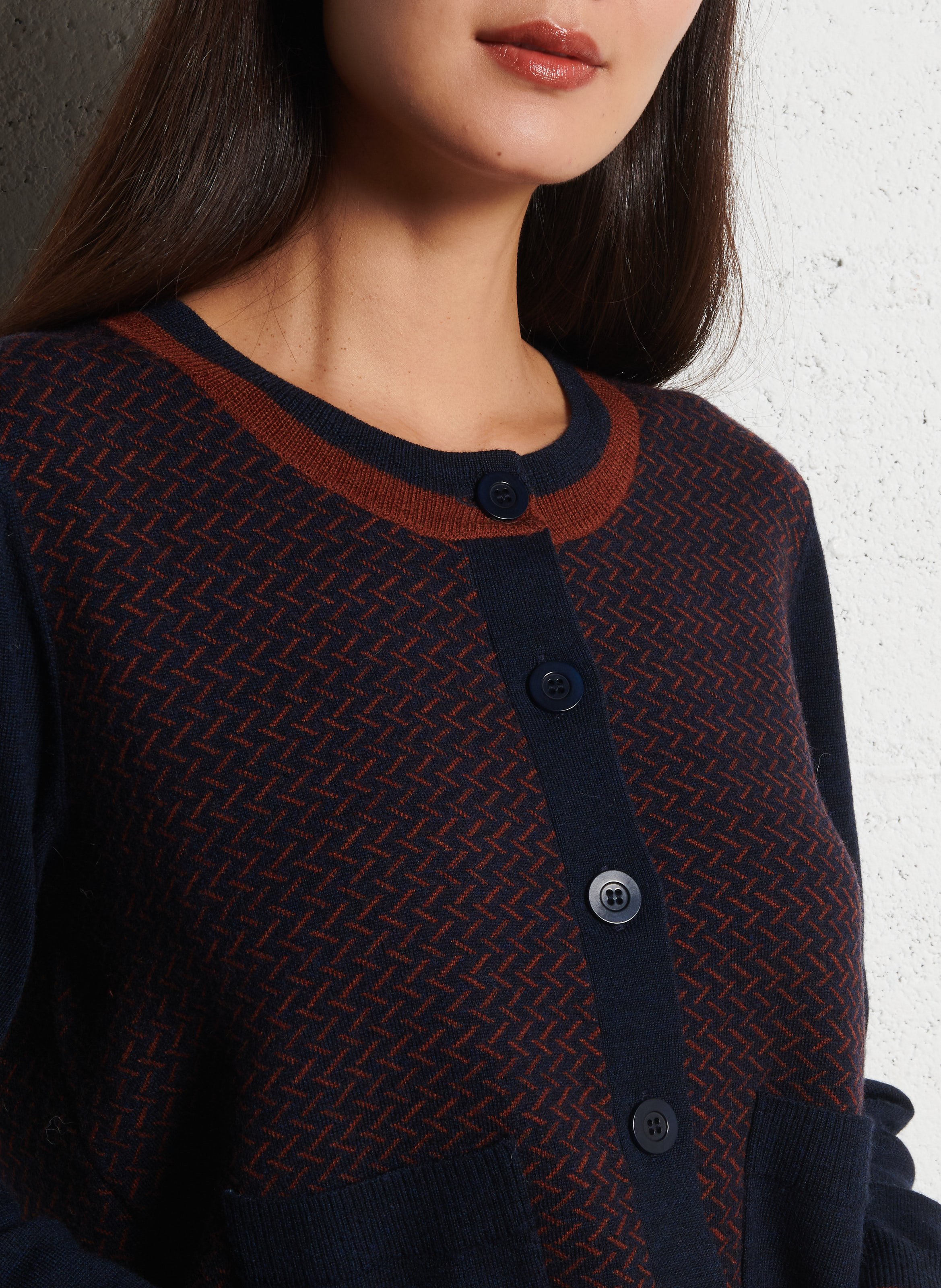 Cardigan oversize col rond en laine BENSIMON Bleu