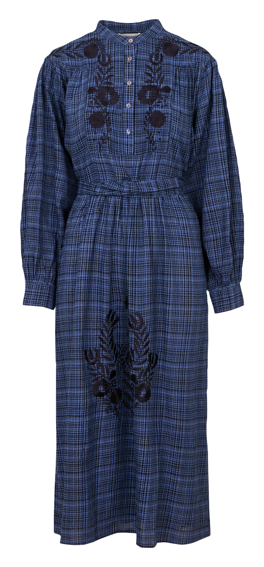 Langes Kleid mit Rundhalsausschnitt aus bedruckter Baumwollmischung ANTIK BATIK Blau