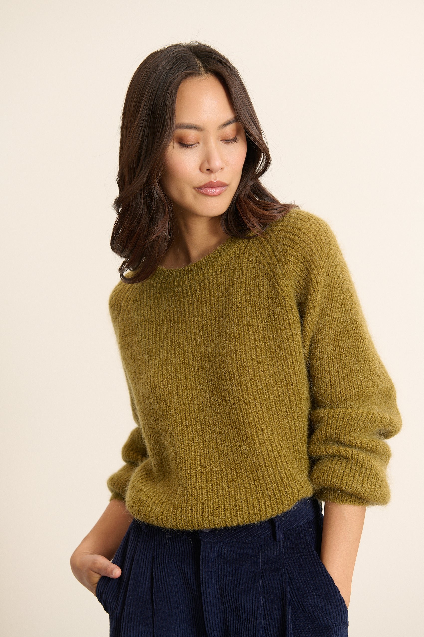 Buttoned round neck sweater GARANCE PARIS Green