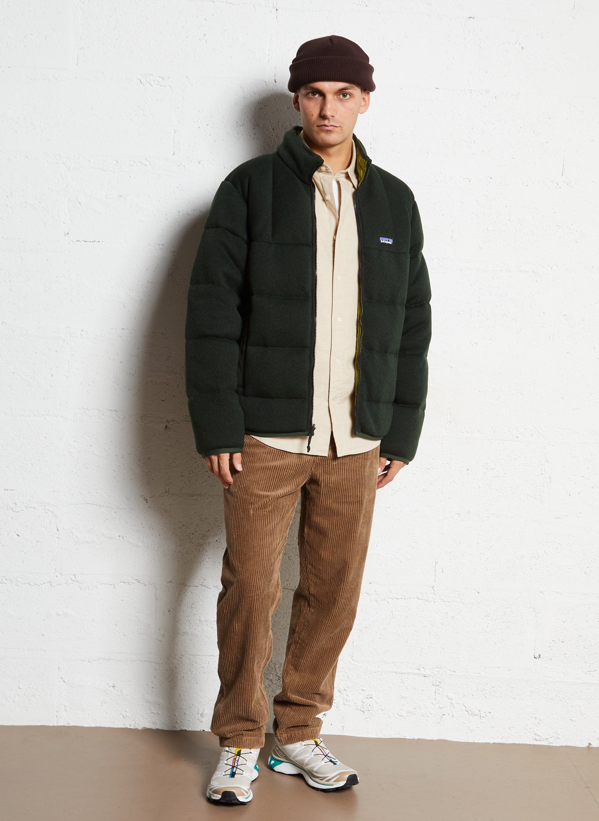 Quilted high neck solid coat PATAGONIA Green