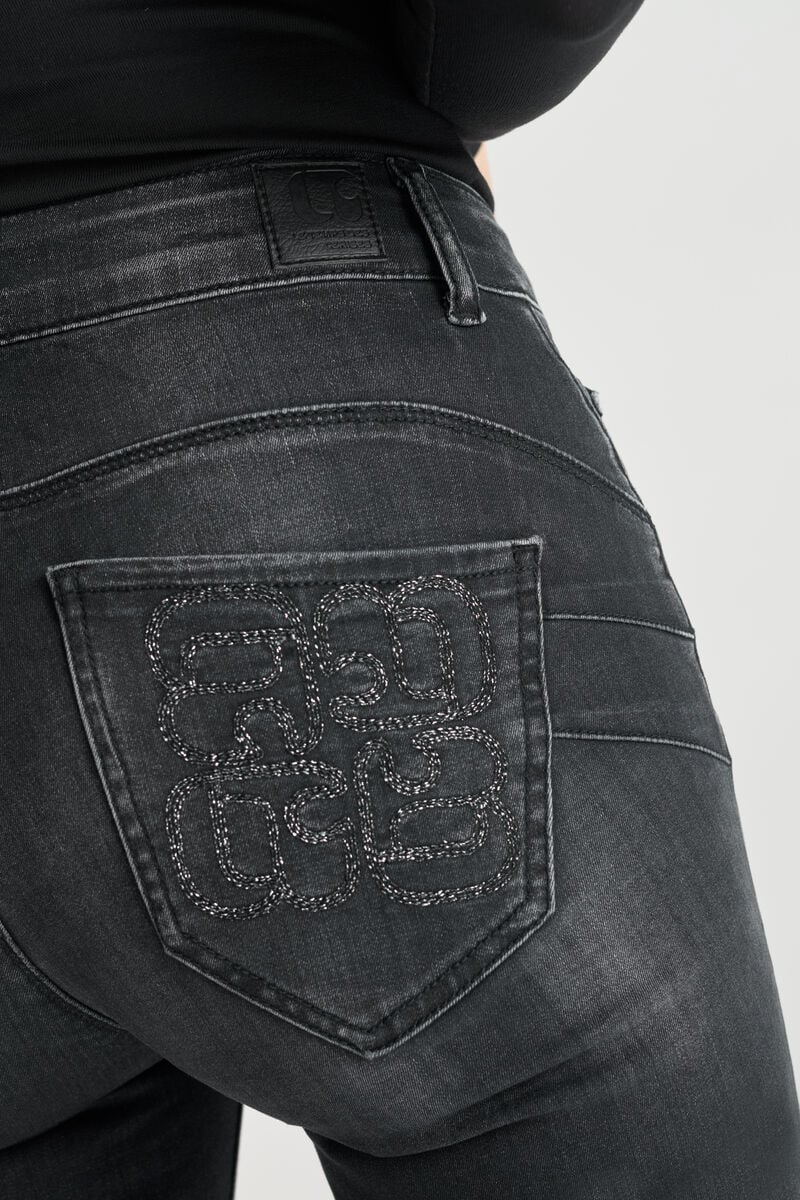 High-waisted push-up slim jeans, 7/8 length LE TEMPS DES CERISES Black