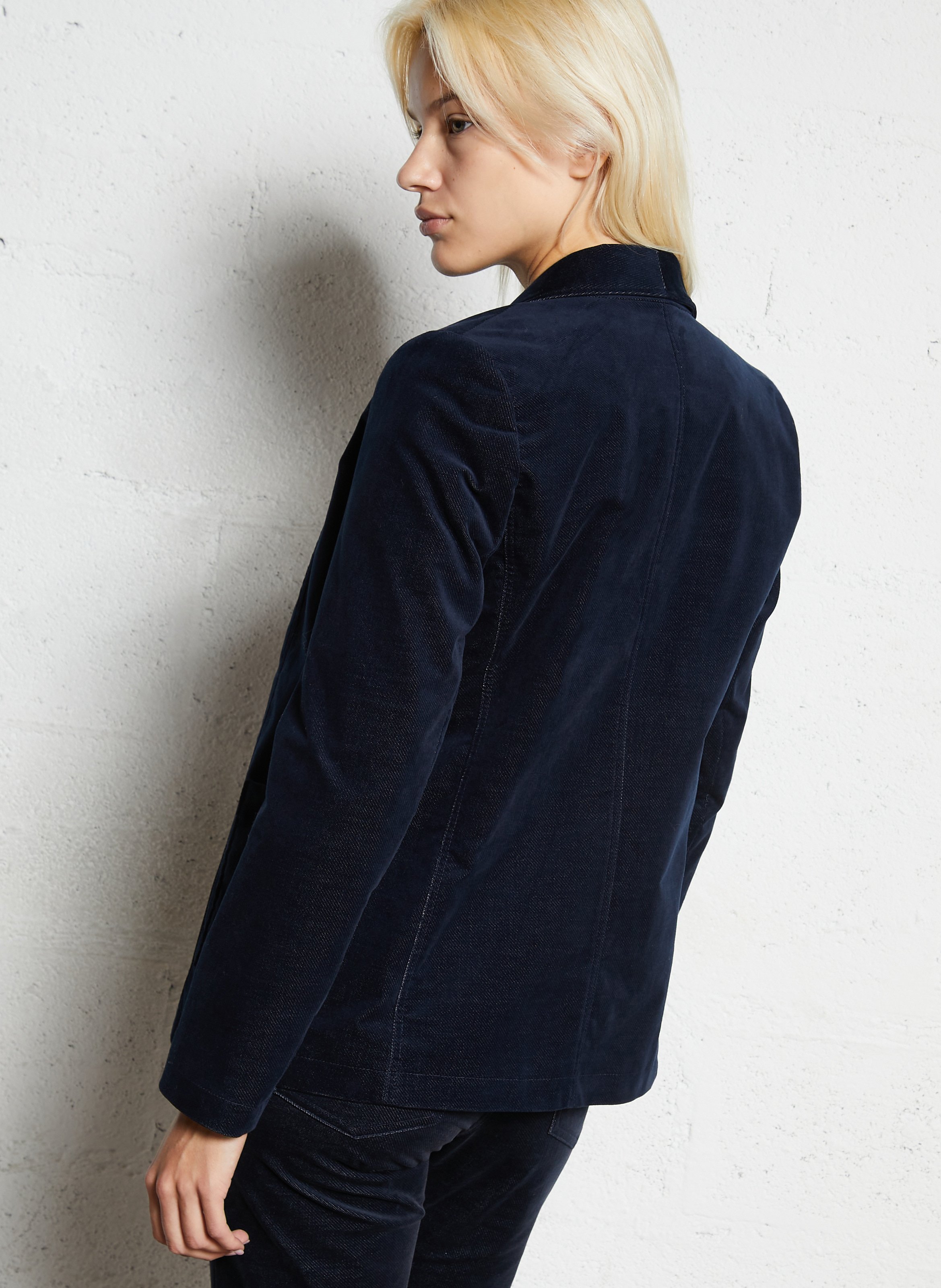 Veste tailleur droite en coton mélangé I CODE Bleu