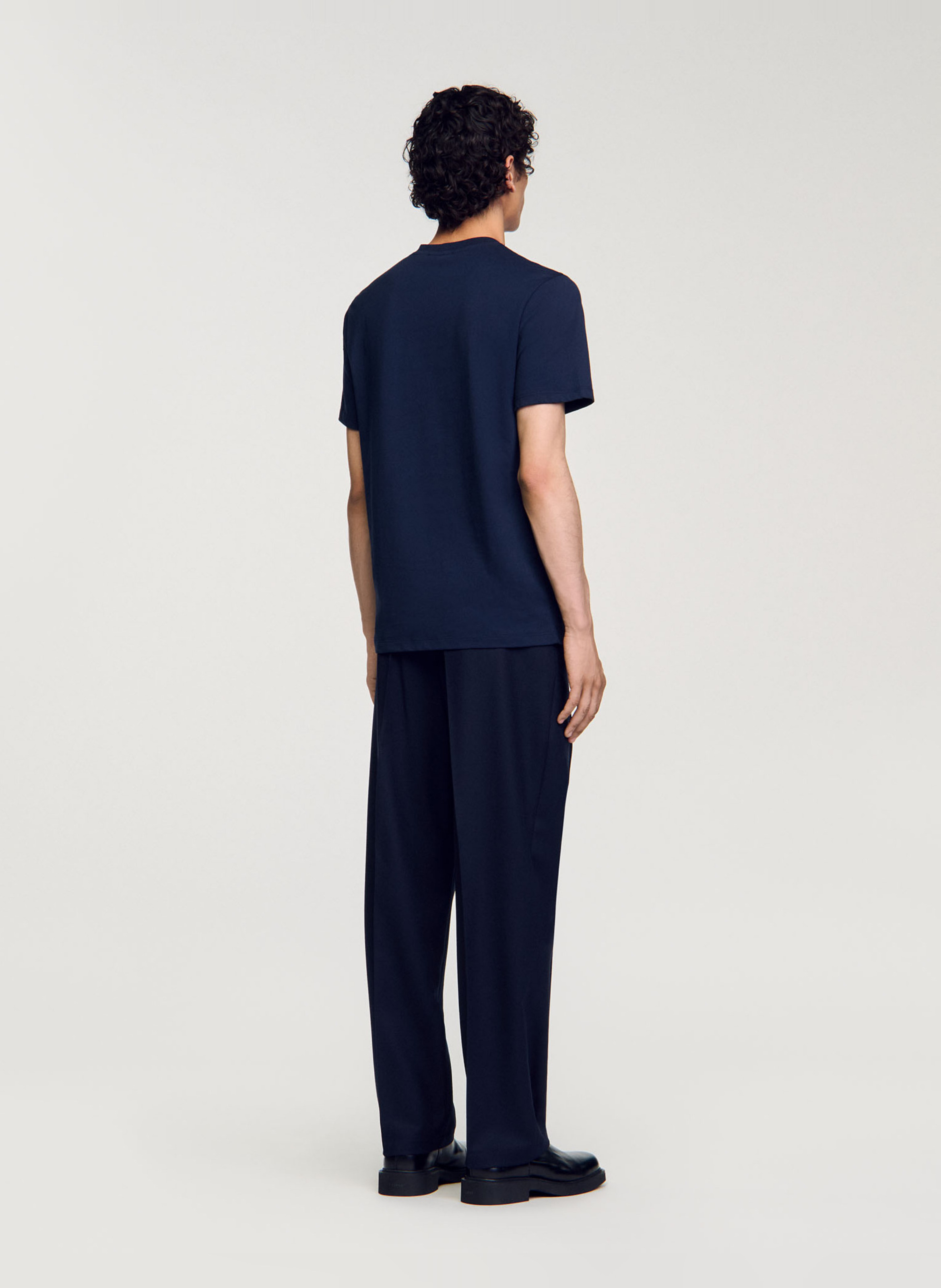 Recht, katoenen T-shirt met ronde hals SANDRO Blauw