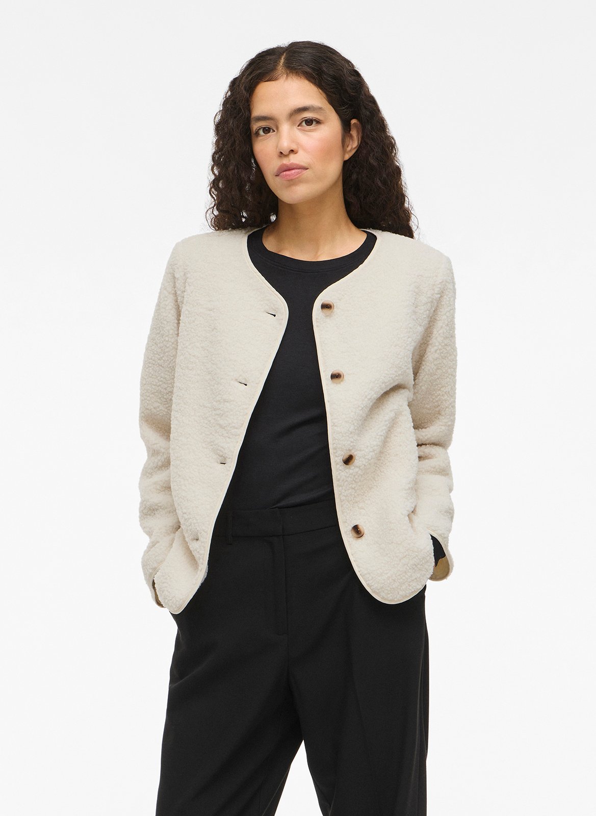 Round-neck jacket VILA Beige