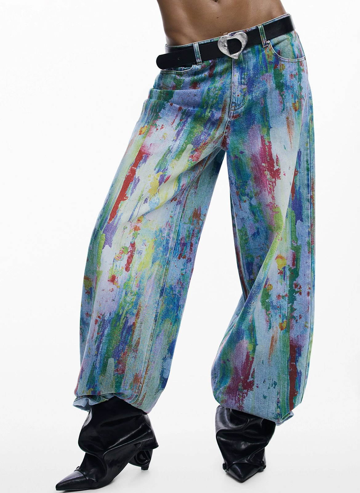 Jean large imprimé en coton mélangé DESIGUAL Bleu