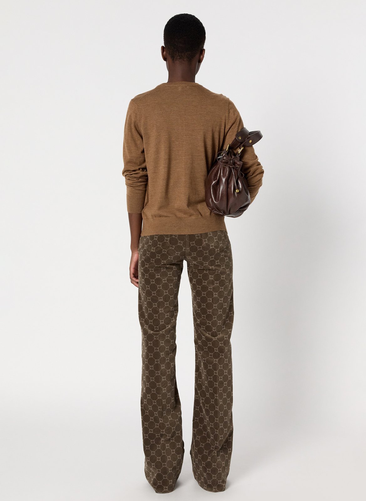 Gilet col rond en laine GERARD DAREL Marron