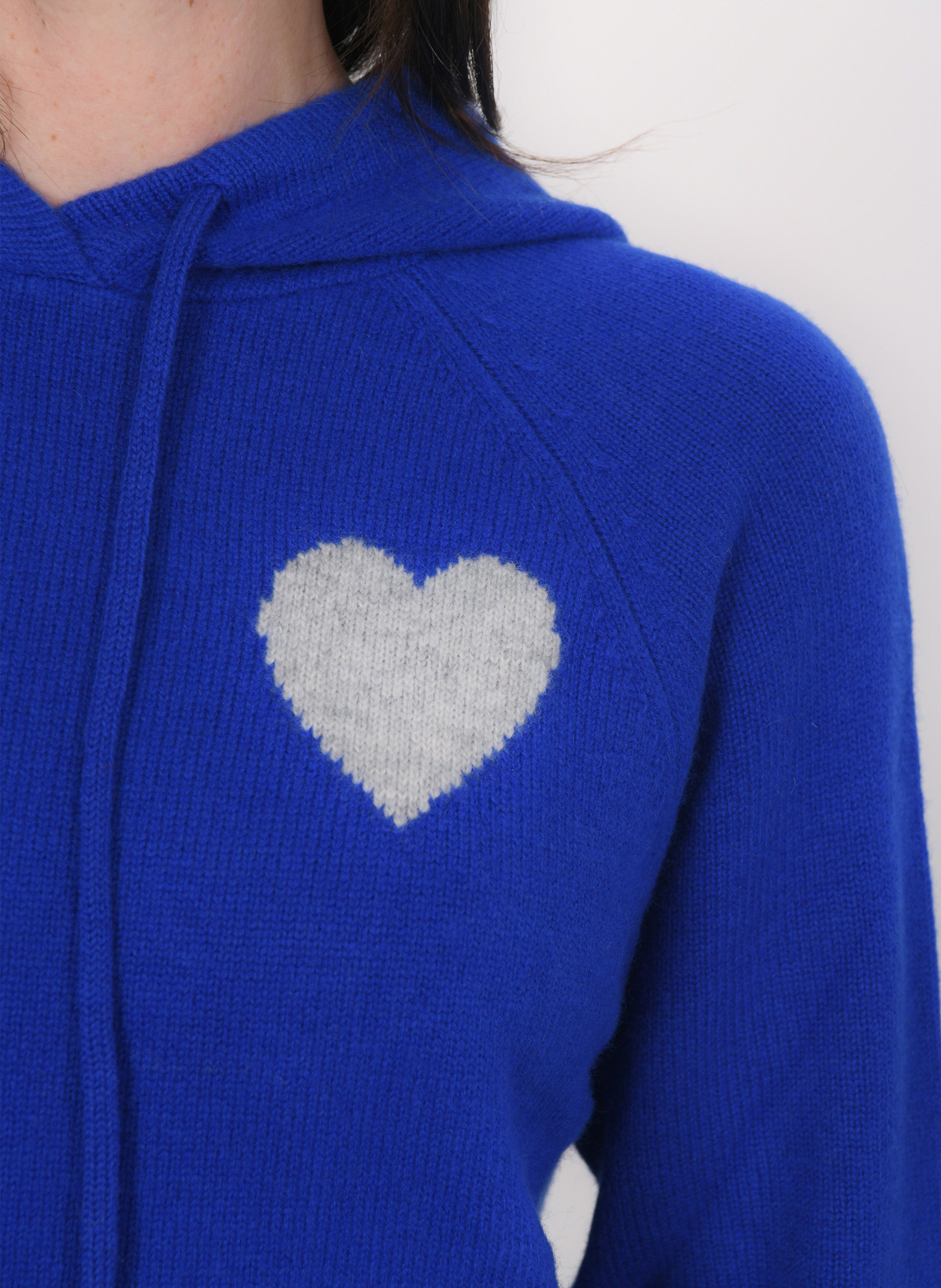 Pull oversize à capuche en laine et cachemire KOOKAI Bleu