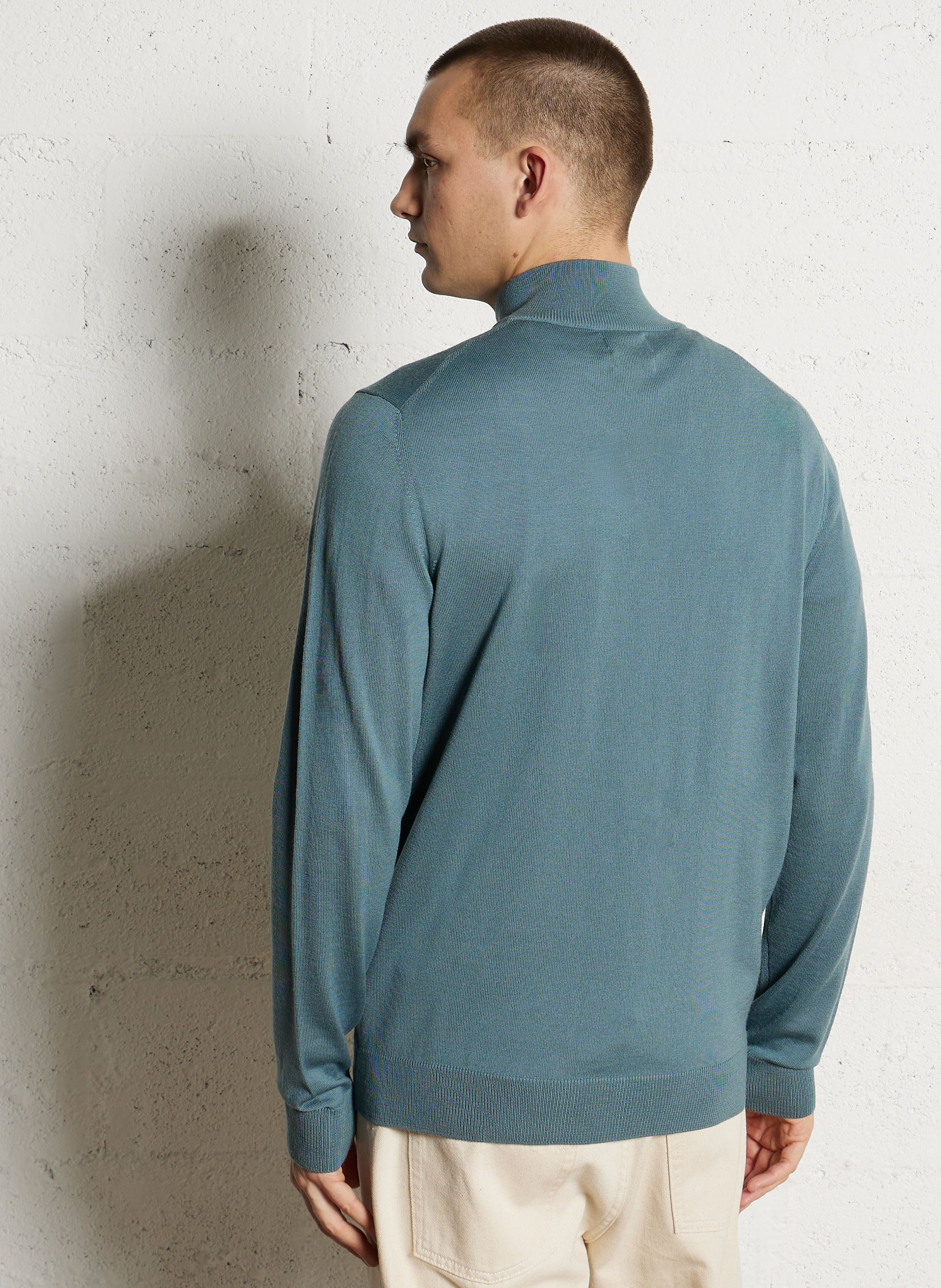 Pull col camionneur en laine regular fit FARAH Bleu