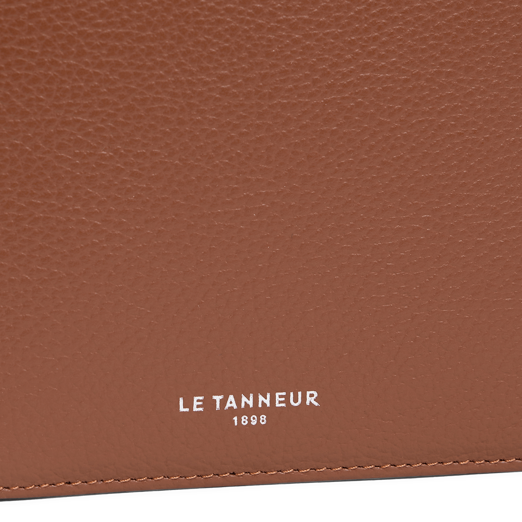 Horizontale portemonnee met twee vakken van korrelig leer LE TANNEUR Bruin