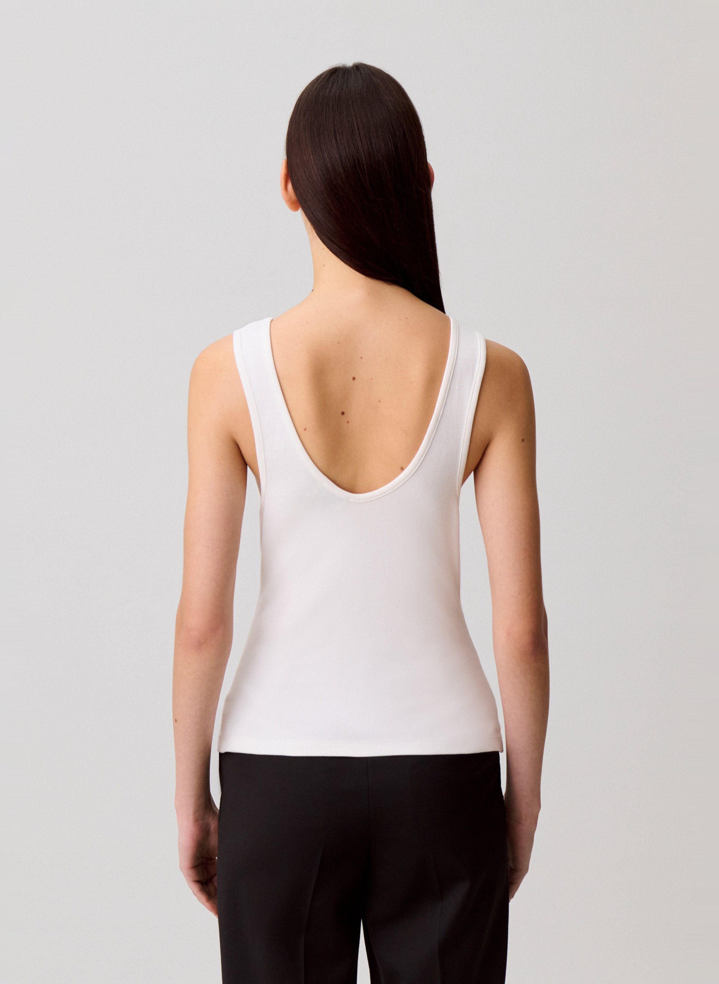 Singlet met ronde hals - katoenblend Wit