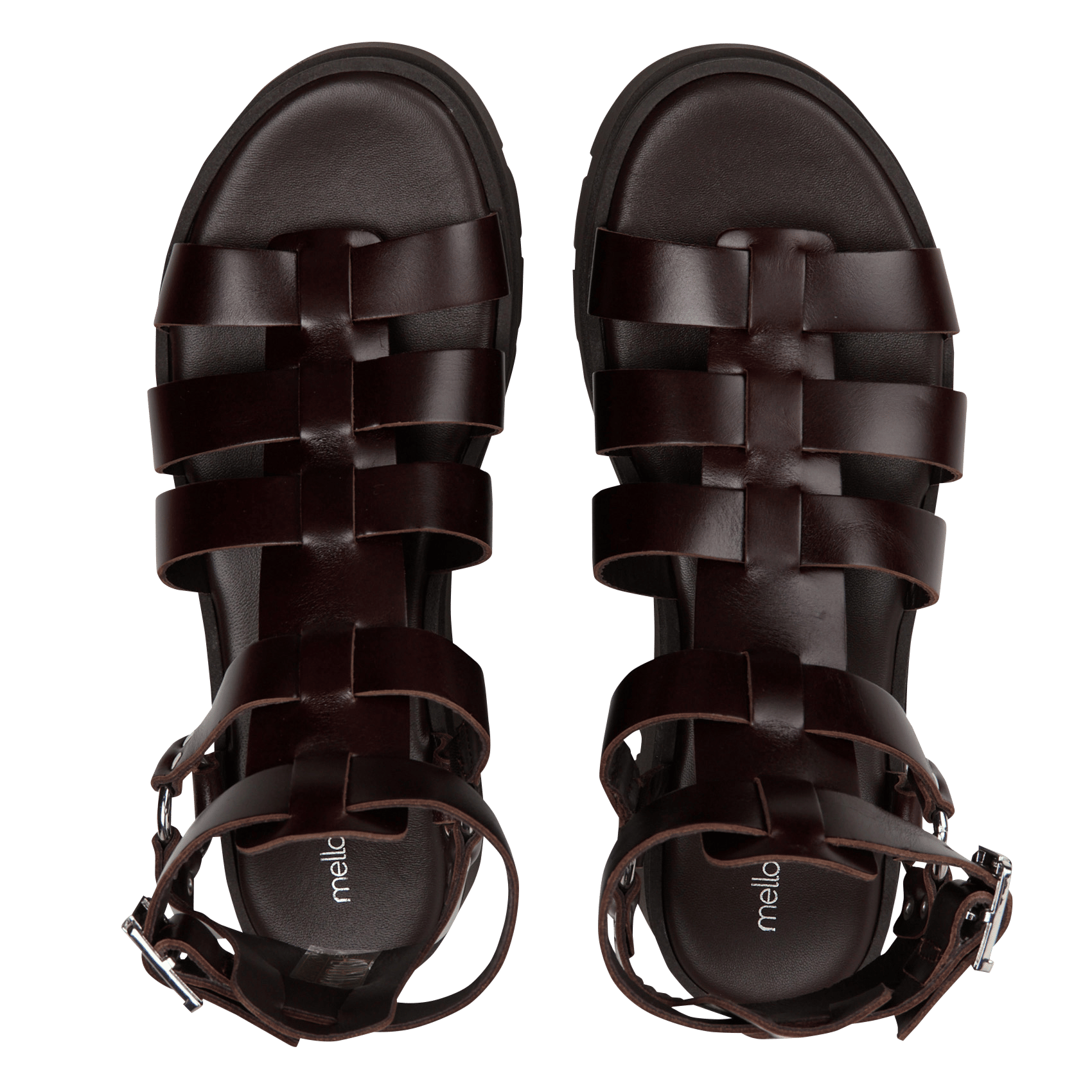 Flat leather multi-strap sandals MELLOW YELLOW Brown