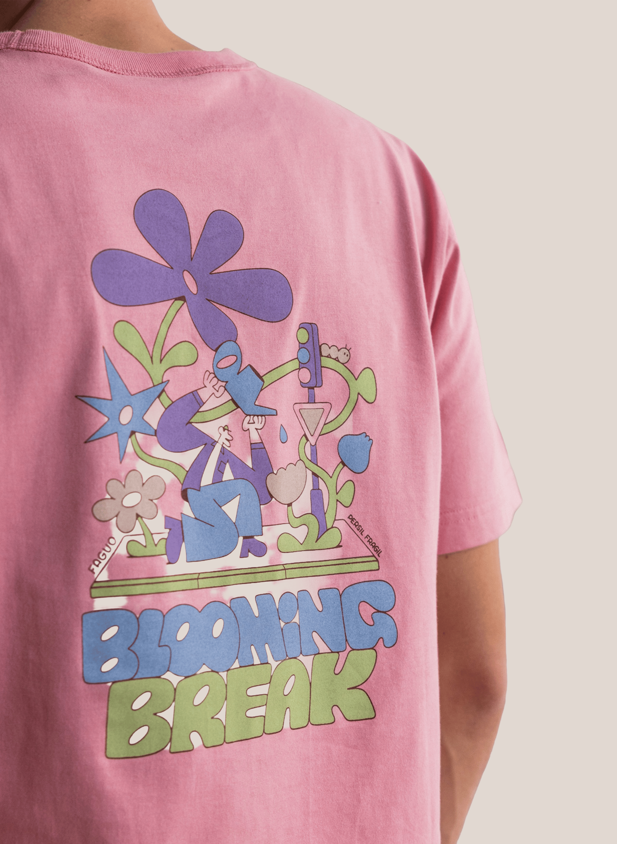 Tee-shirt oversize en coton et coton recyclé FAGUO Rose