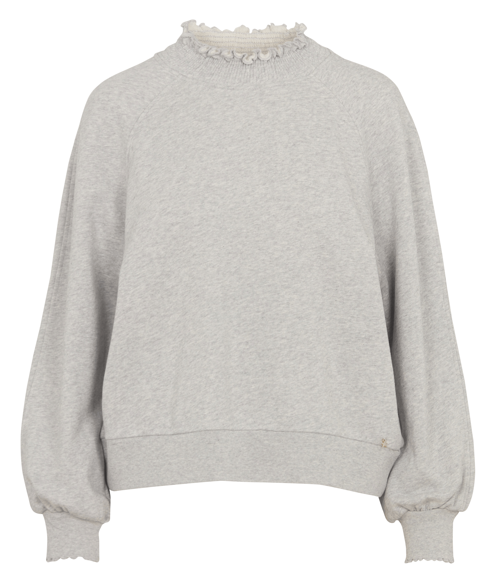 Sweat col smock en coton DES PETITS HAUTS Gris
