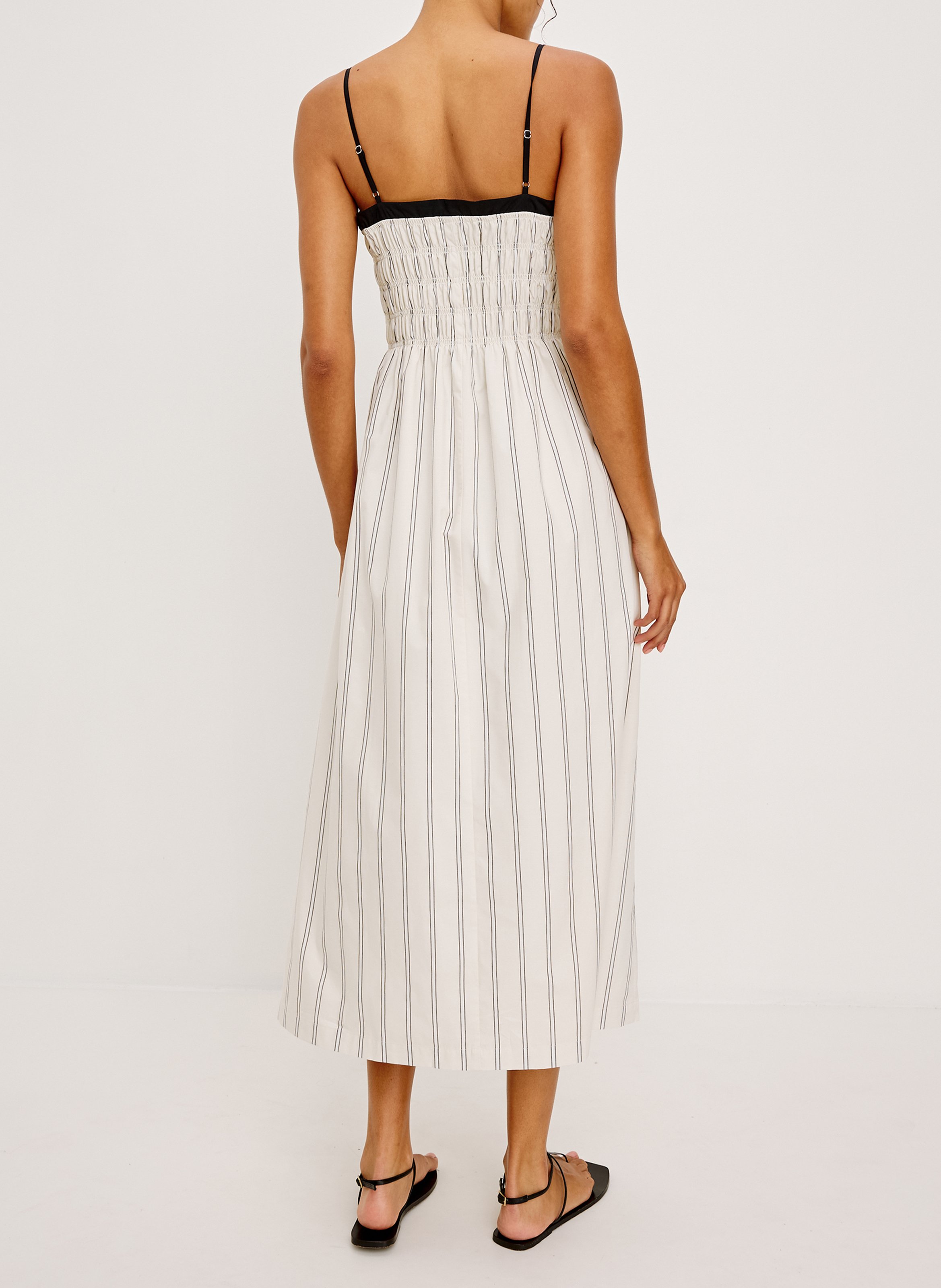 Langes, gestreiftes Baumwollkeid mit Rundhalsausschnitt RAILS Mehrfarbig