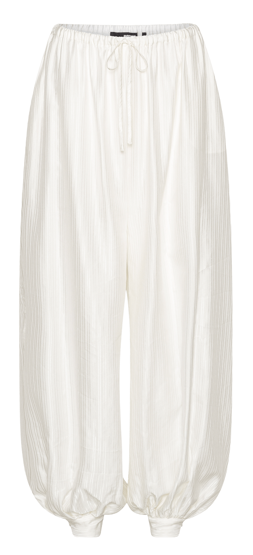 Pantalon élastiqué ample rayé ROTATE Blanc