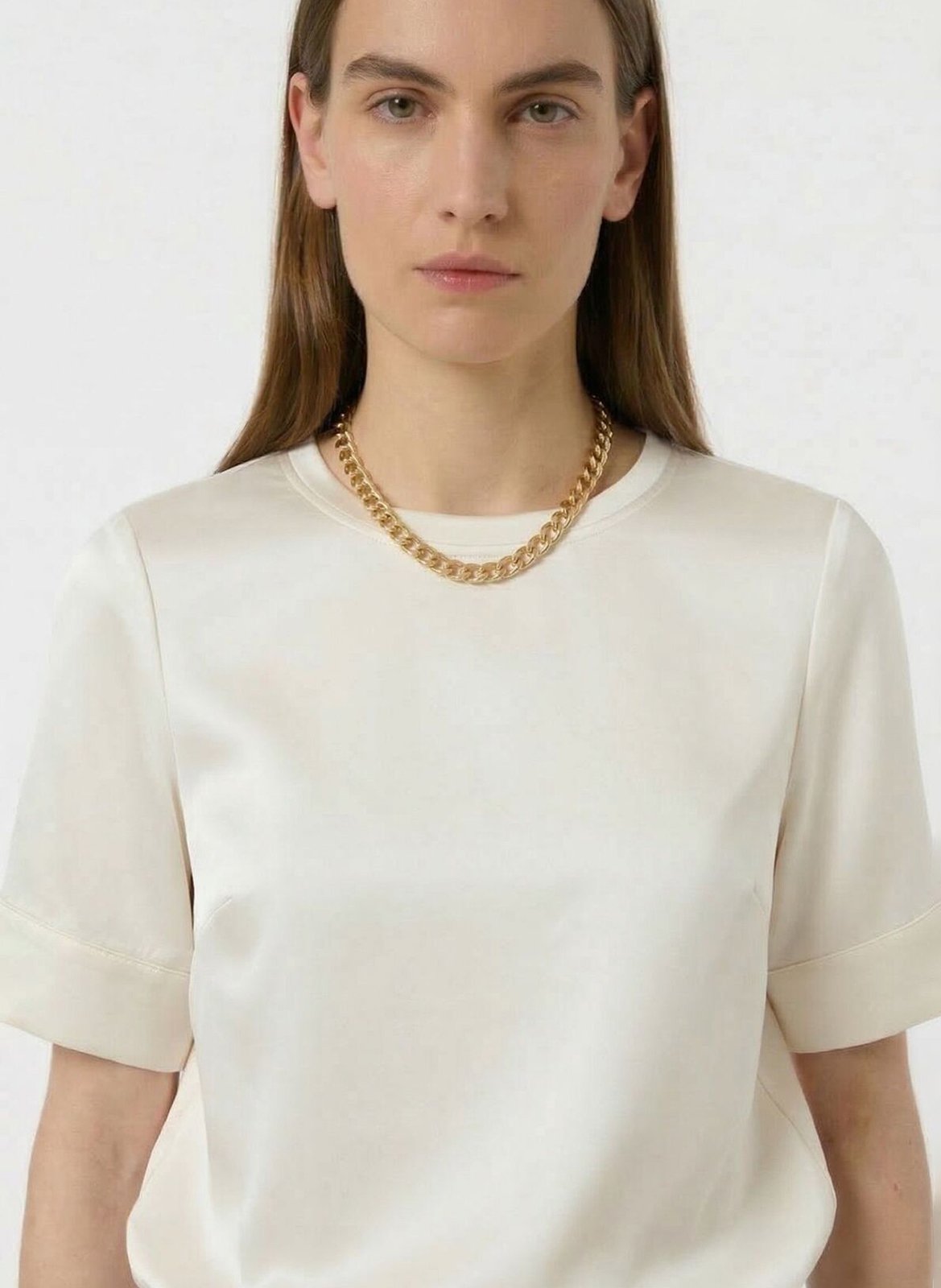 Short-sleeved solid satin top GERARD DAREL Beige