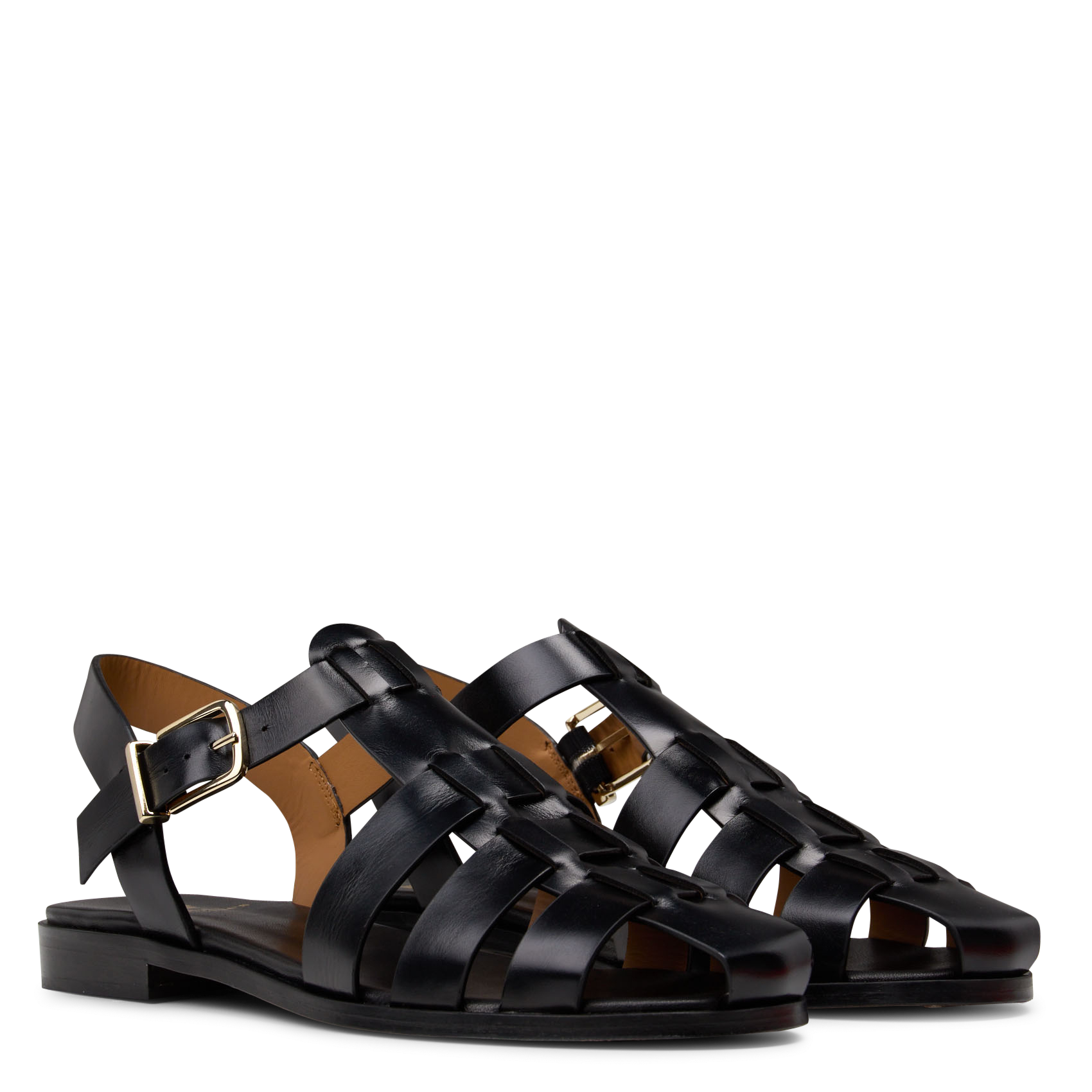 Sandales plates en cuir BOBBIES Noir