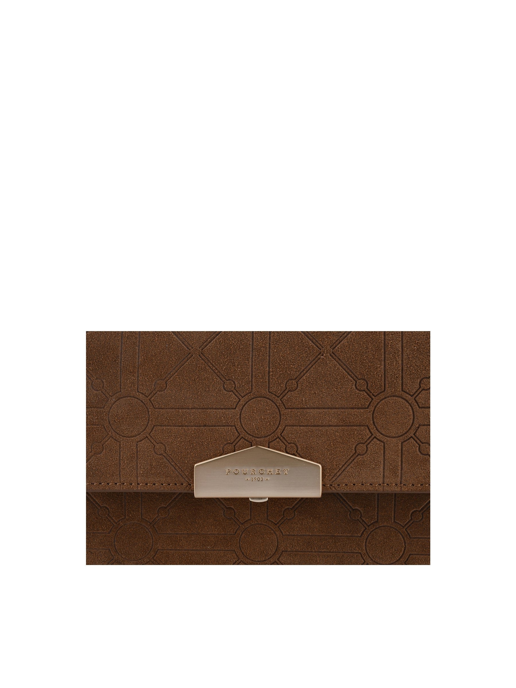 Shoulder bag in suede and leather POURCHET Brown