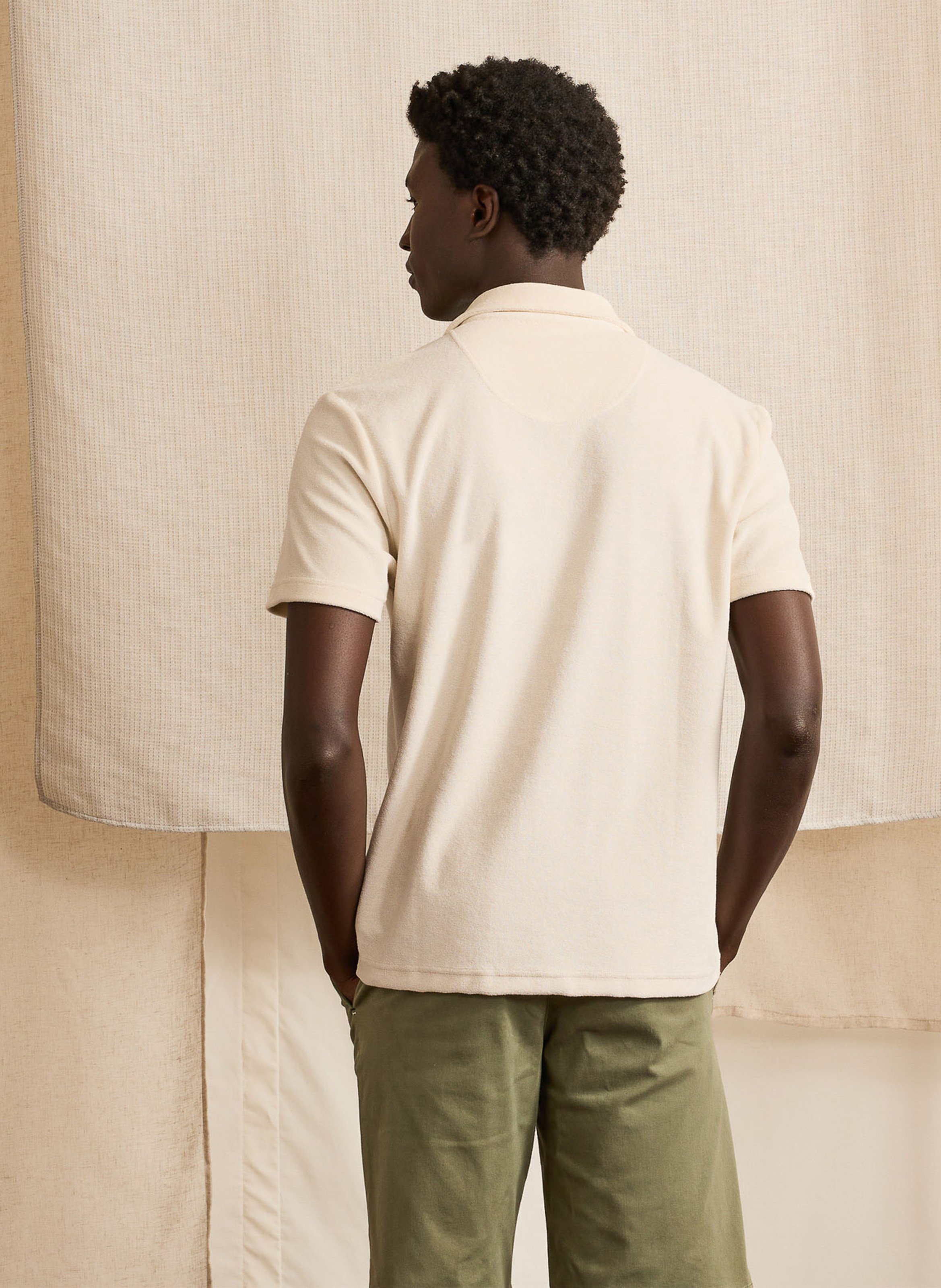 Polo droit en coton mélangé FAGUO Beige