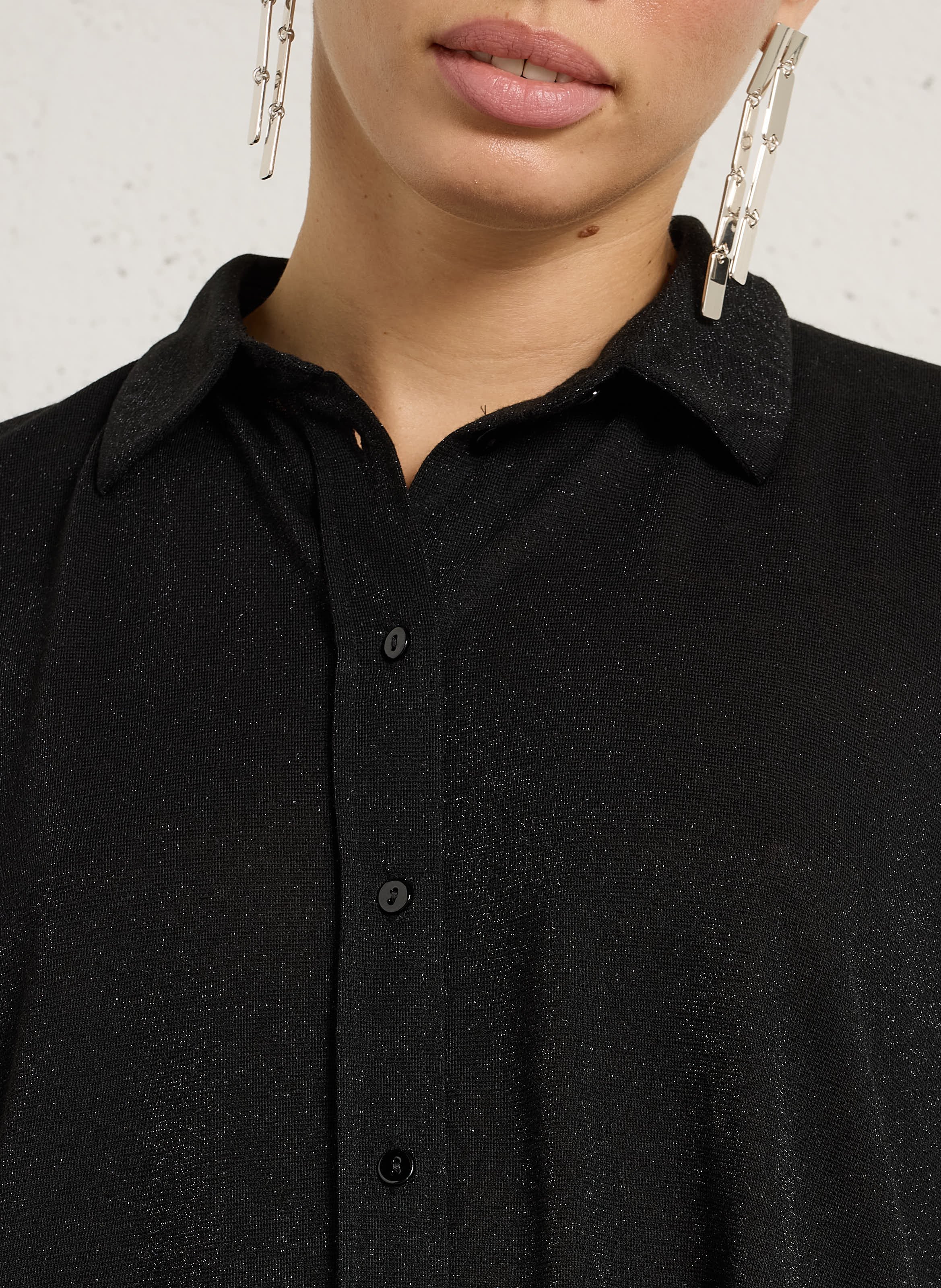 Chemise oversize col classique pailleté MOMONI Noir
