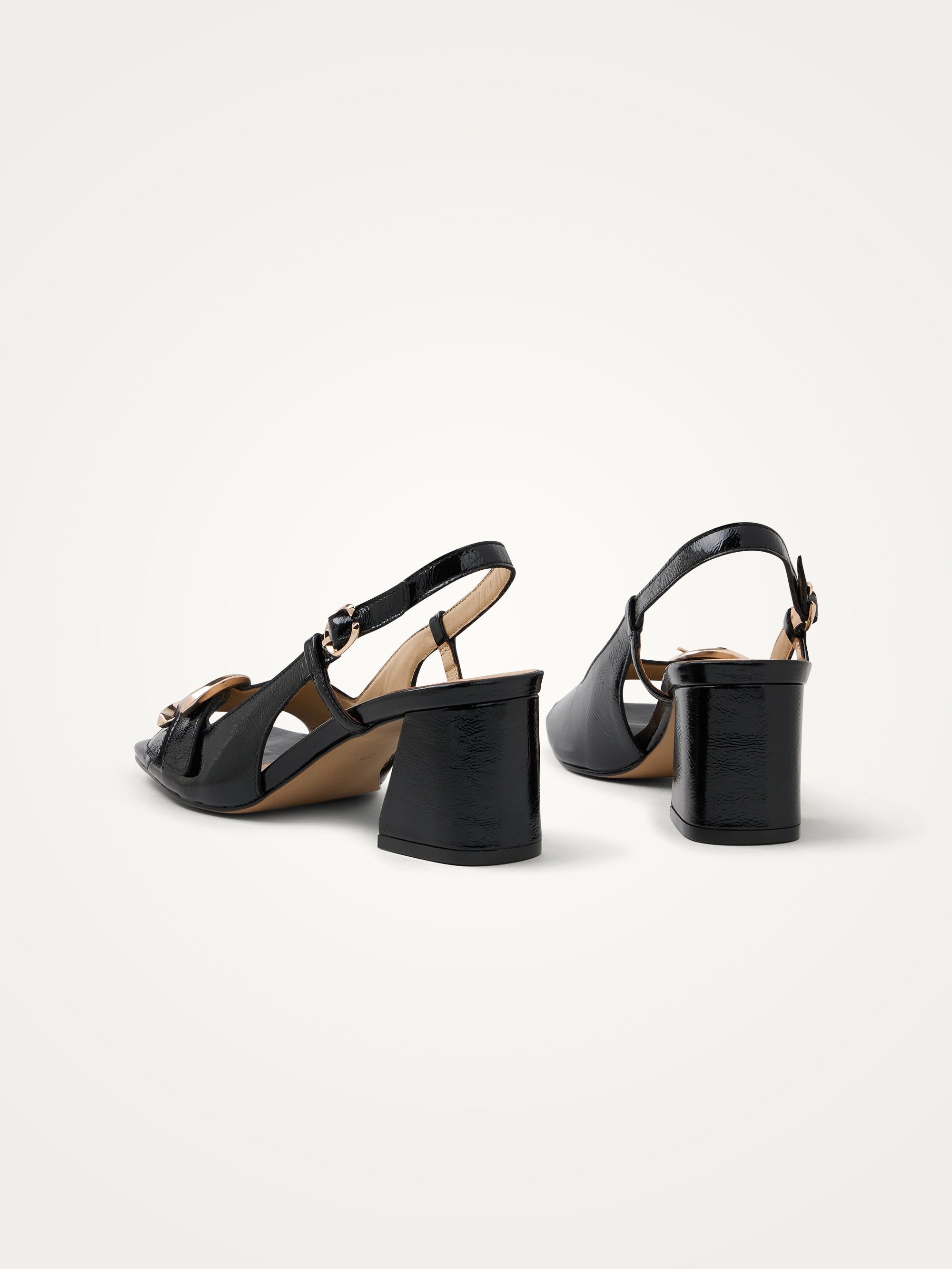 Sandals in aged effect patent leather with strap and heel VANESSA WU Black