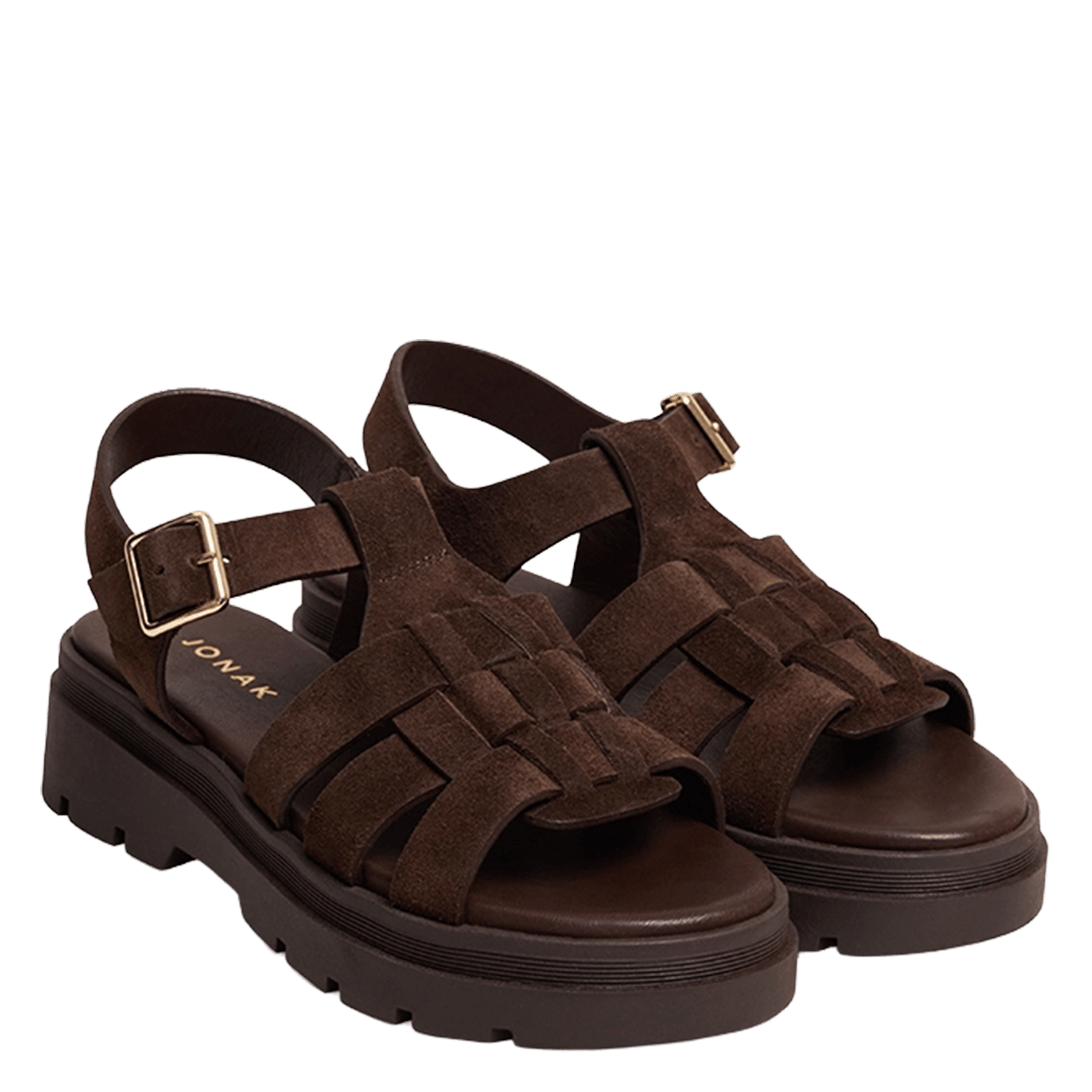 Leather wedge sandals JONAK Brown