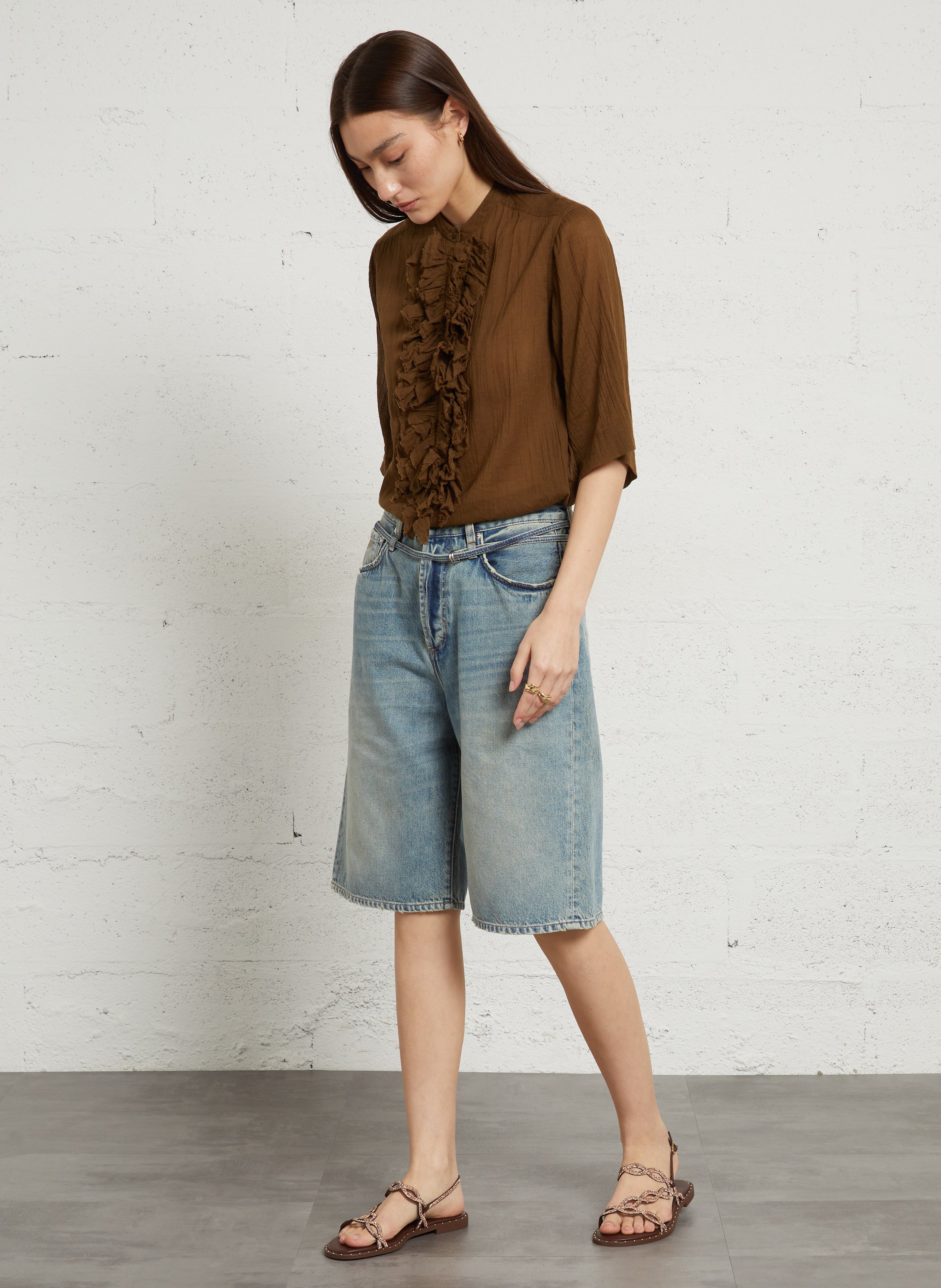 Sandales plates à strass BIBI LOU Marron