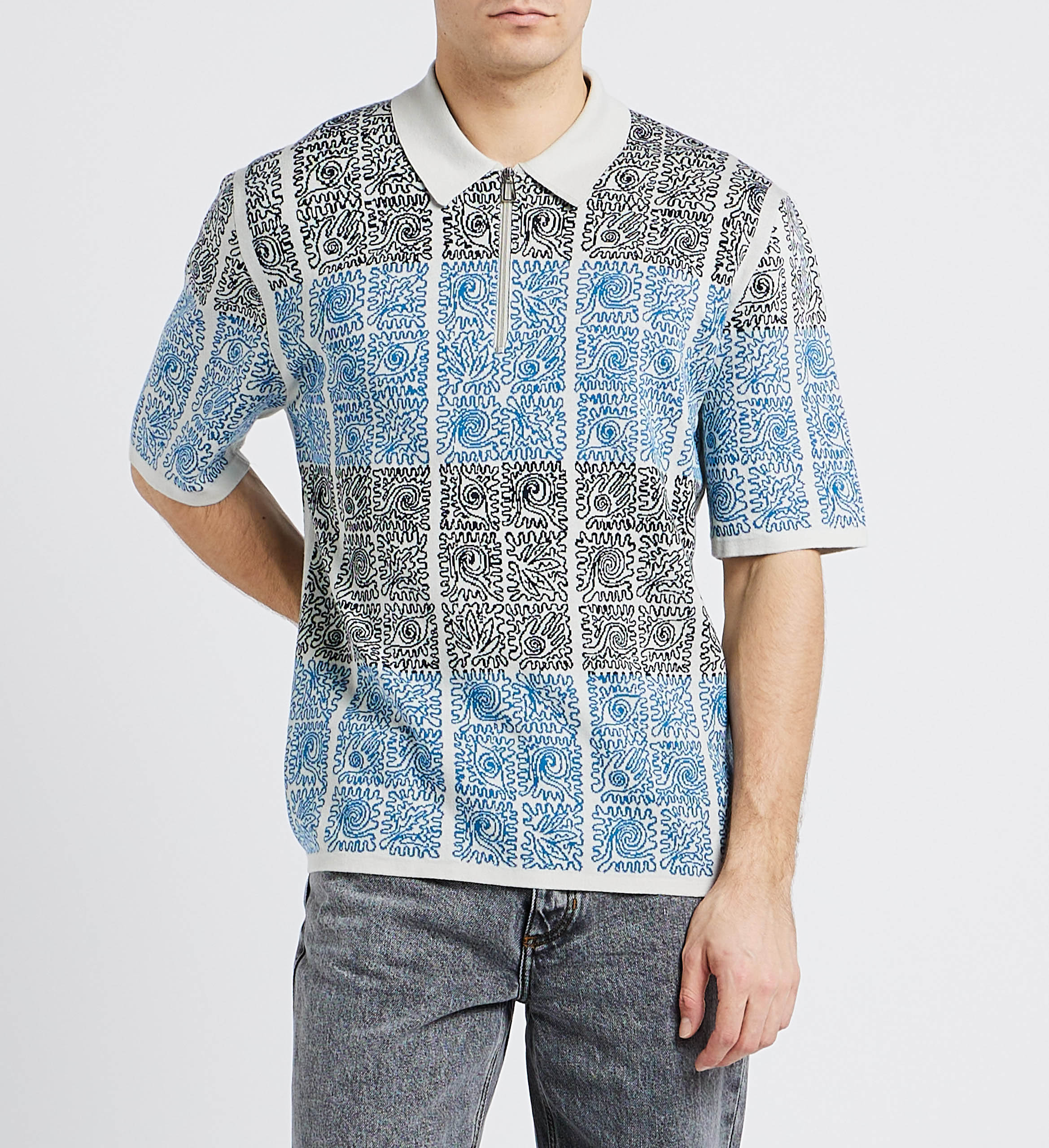 Organic cotton zip-up polo shirt PAUL SMITH Grey