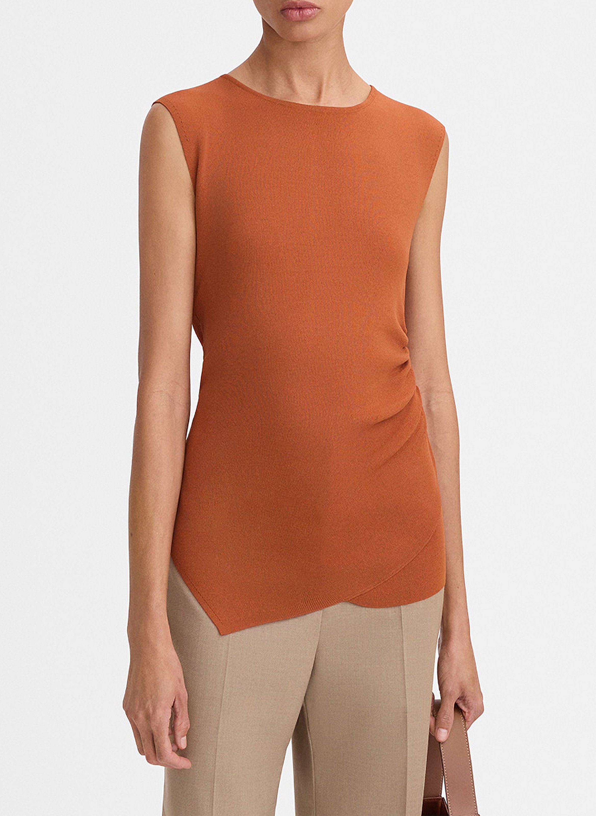 Gerade geschnittenes Rundhals-Top aus Strick SIMORRA Orange