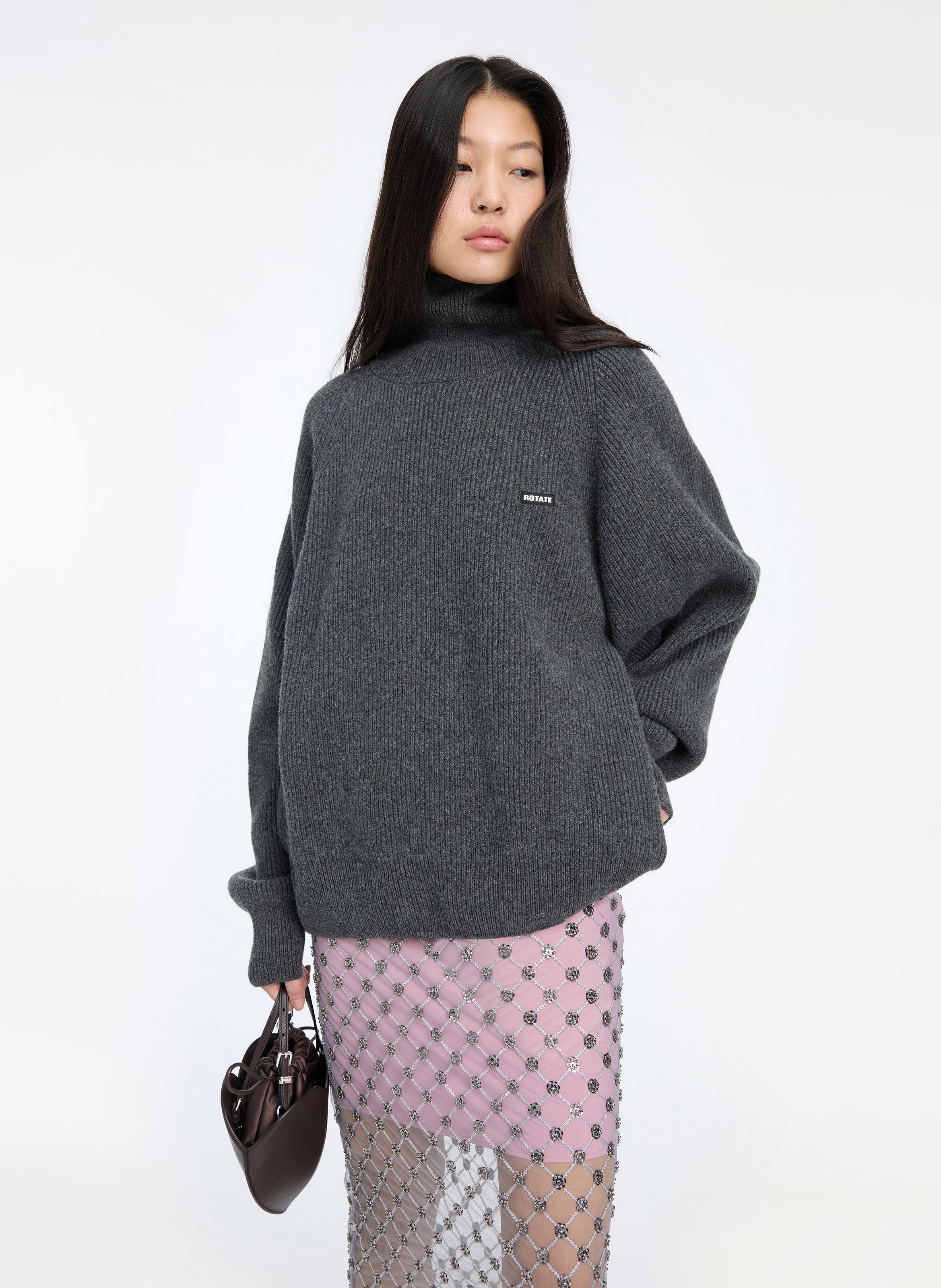 Pull oversize en laine et cachemire ROTATE Multicolore
