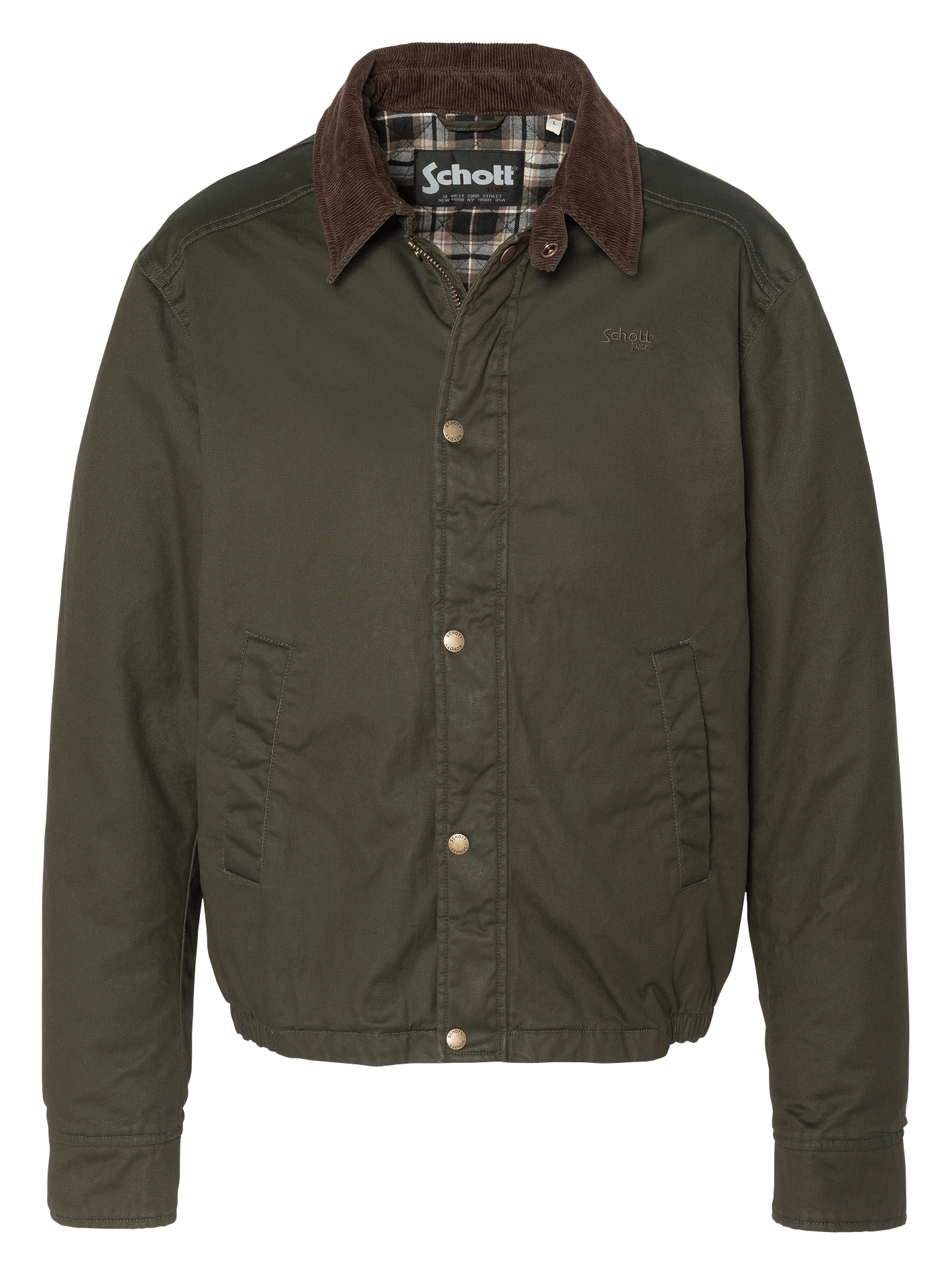 Veste col classique en coton SCHOTT Khaki