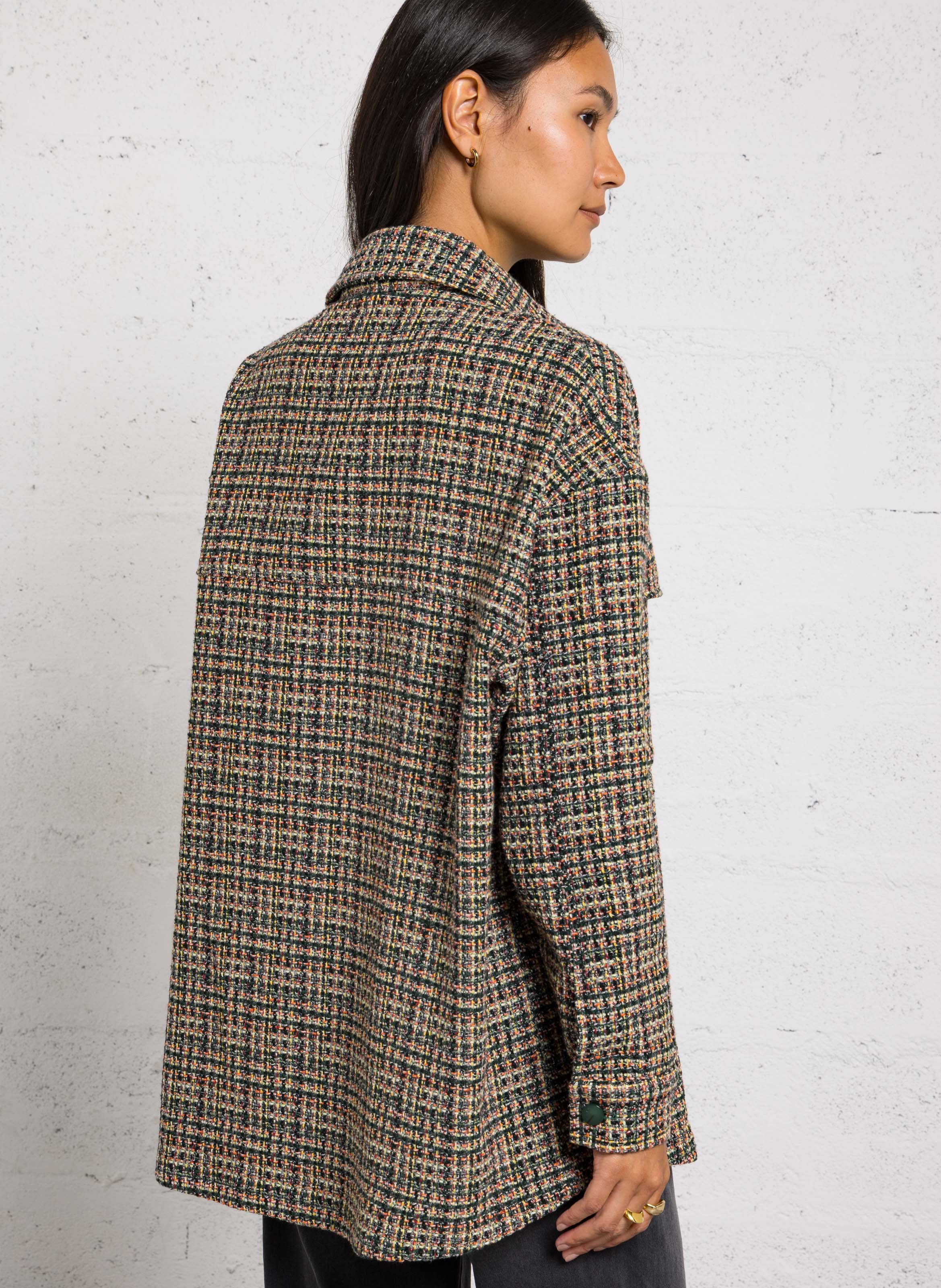 Chemise oversize en tweed de coton mélangé IMPERIAL Vert