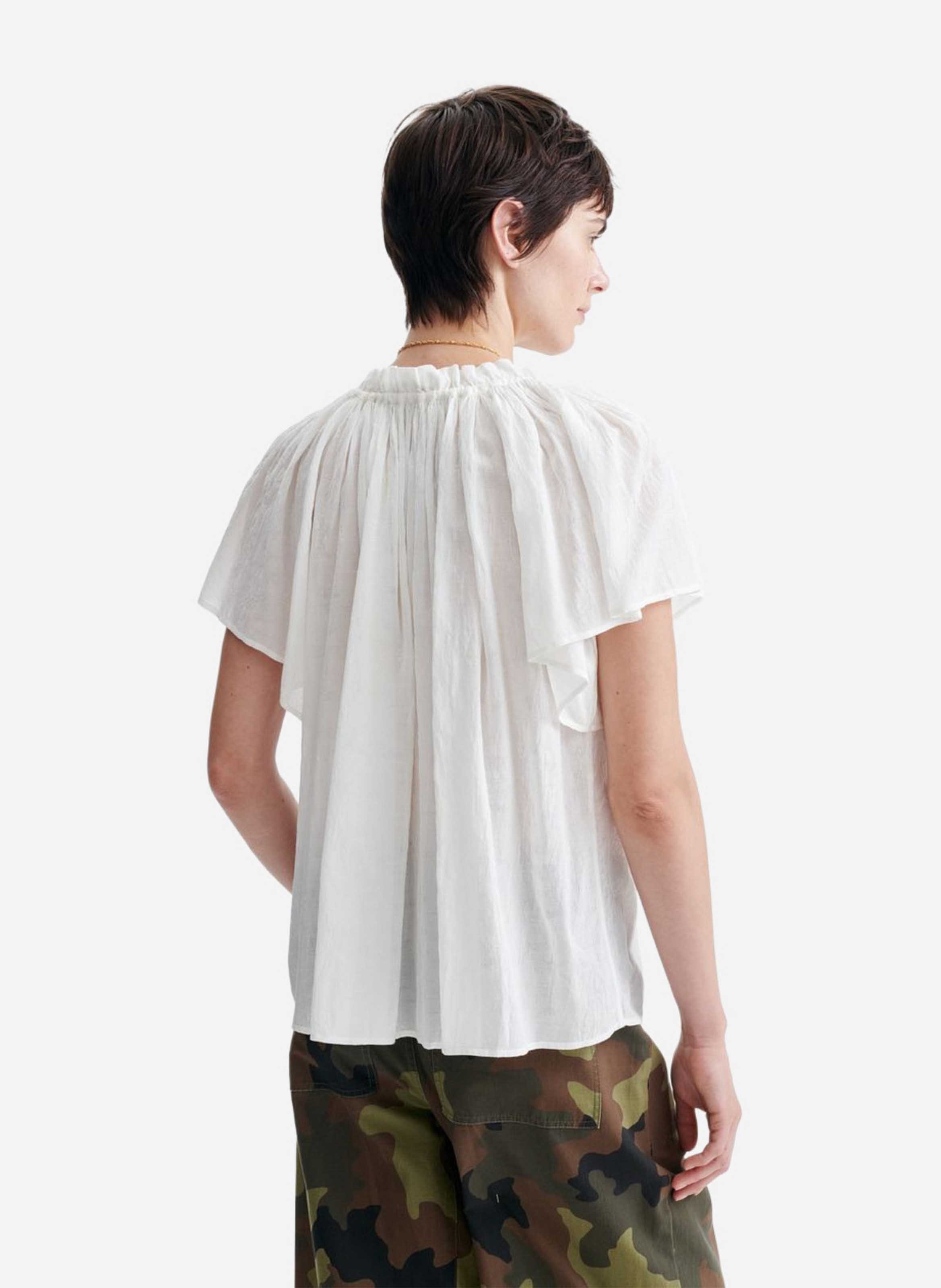 Blouse droite à manches papillon VANESSA BRUNO Blanc