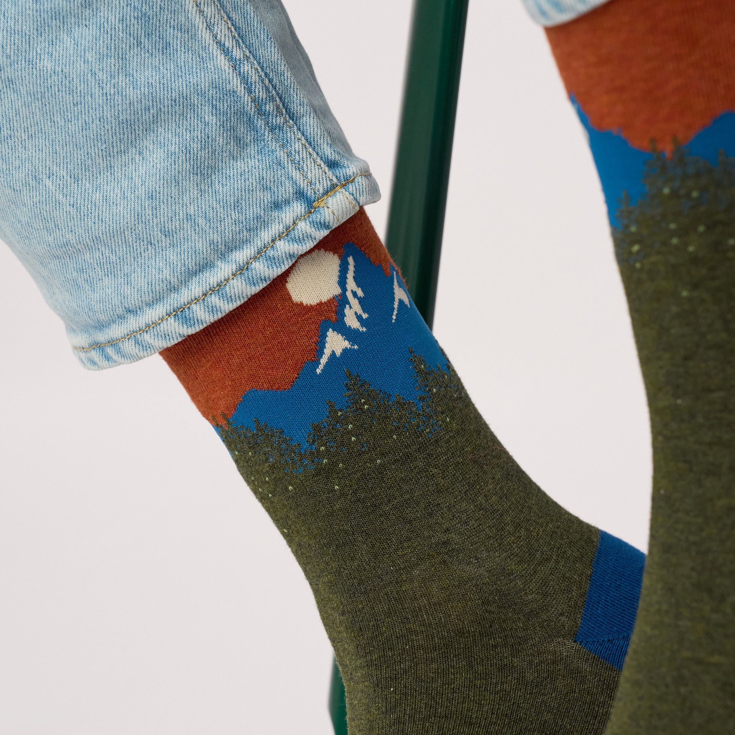 Combed Cotton Socks with Patterns BILLYBELT Green