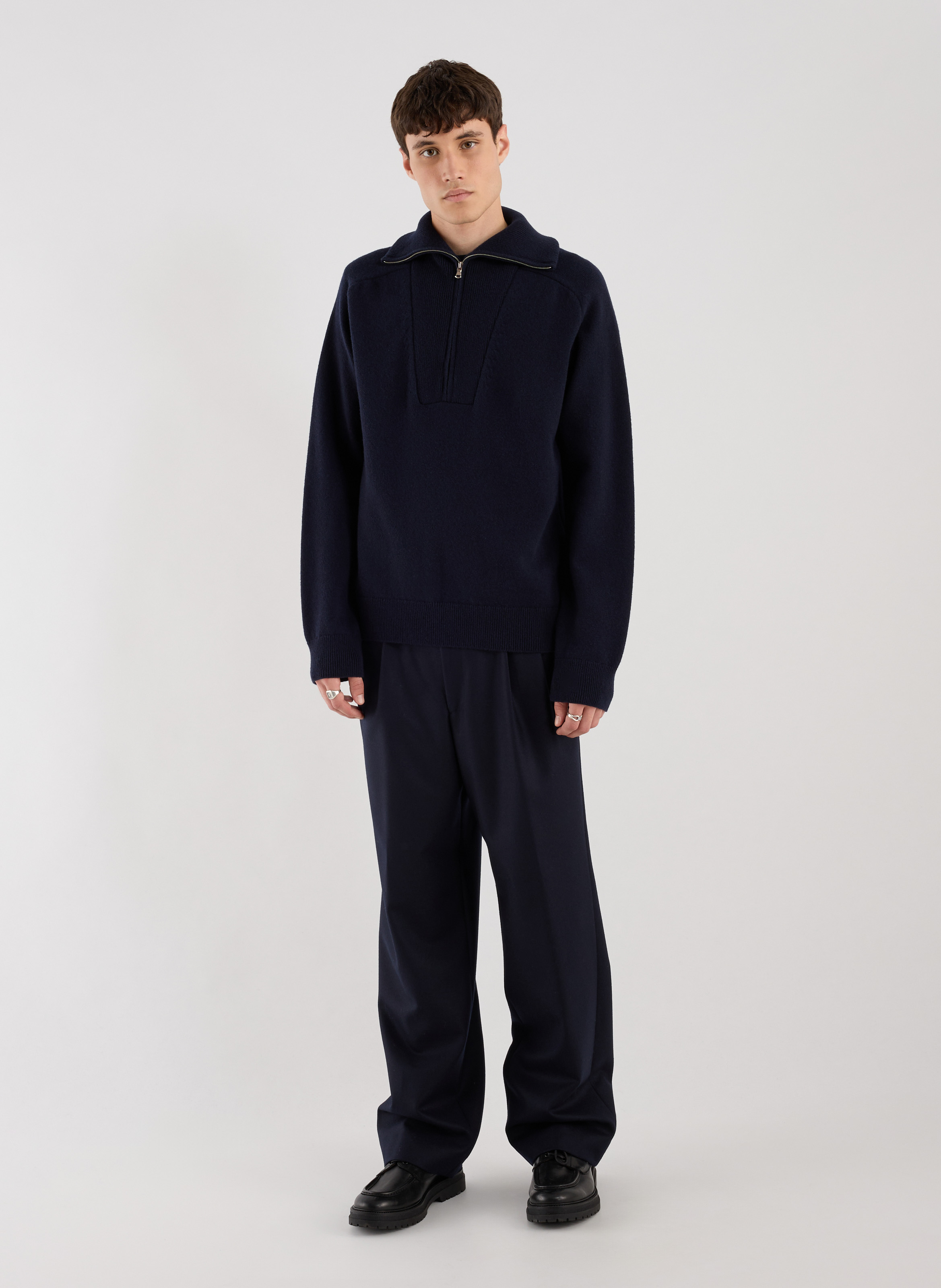High-neck wool sweater SAISON 1865 Blue