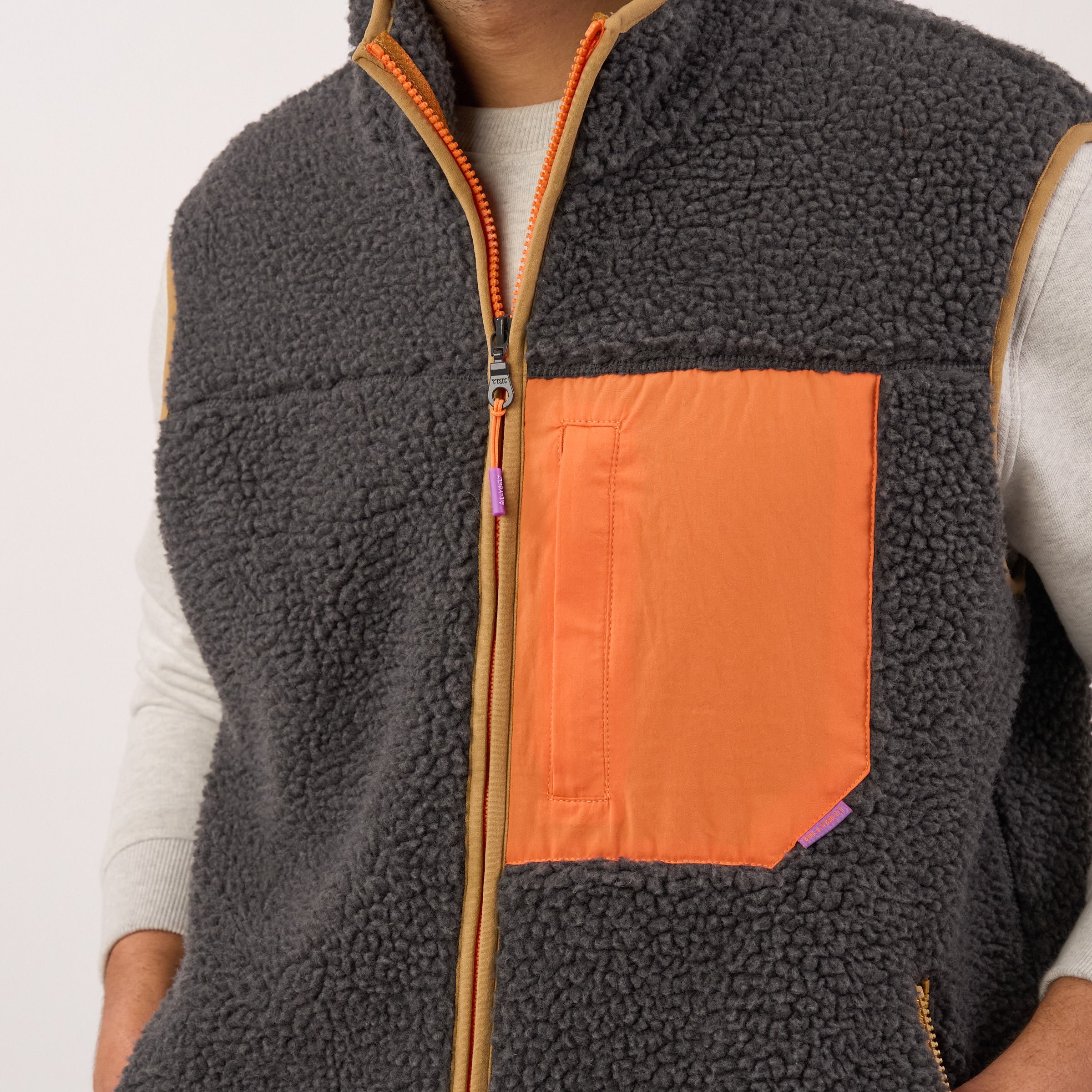 Sleeveless Sherpa Zip-Up Vest BILLYBELT Grey