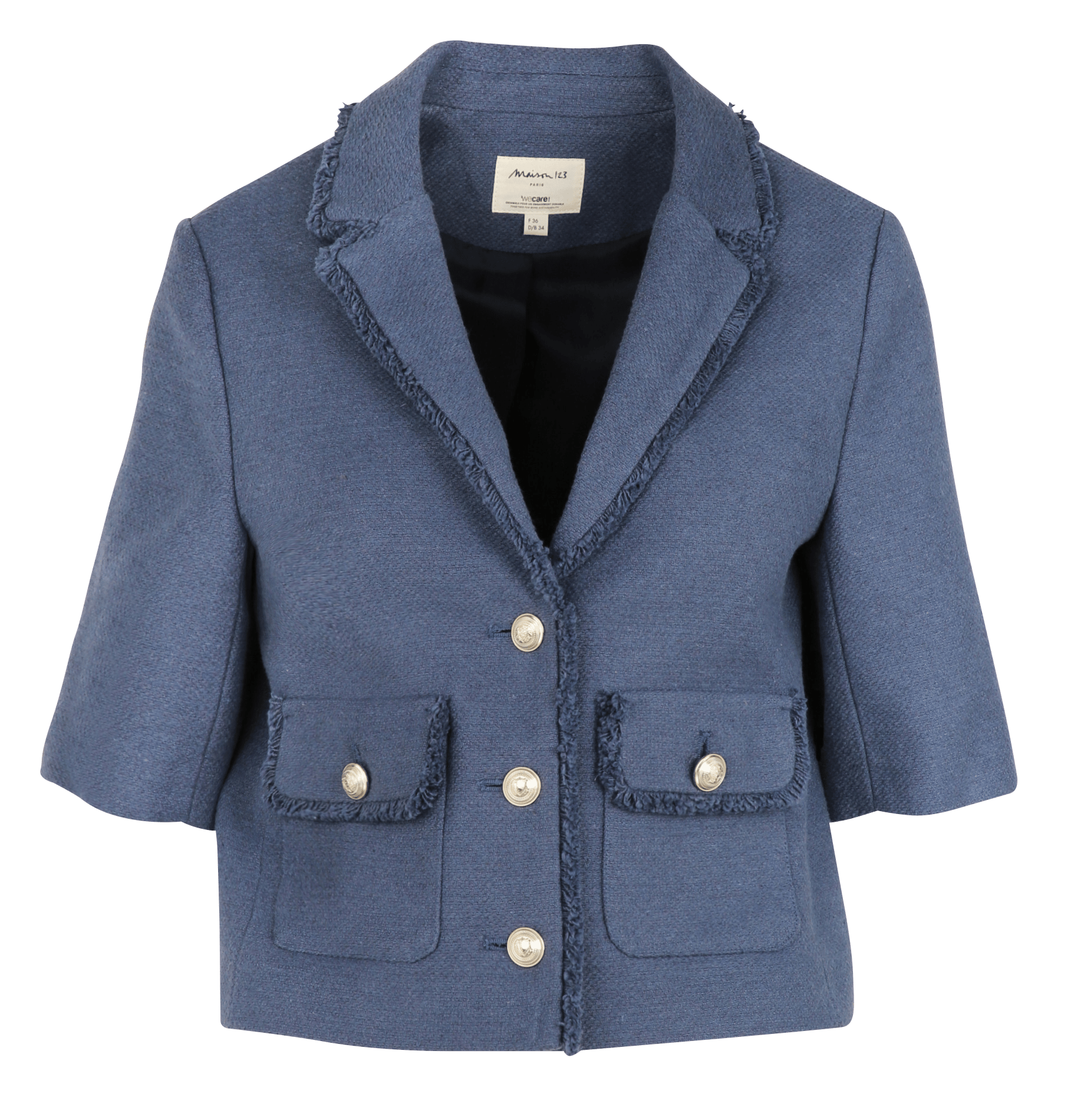 Veste courte droite en coton mélangé MAISON 123 Bleu