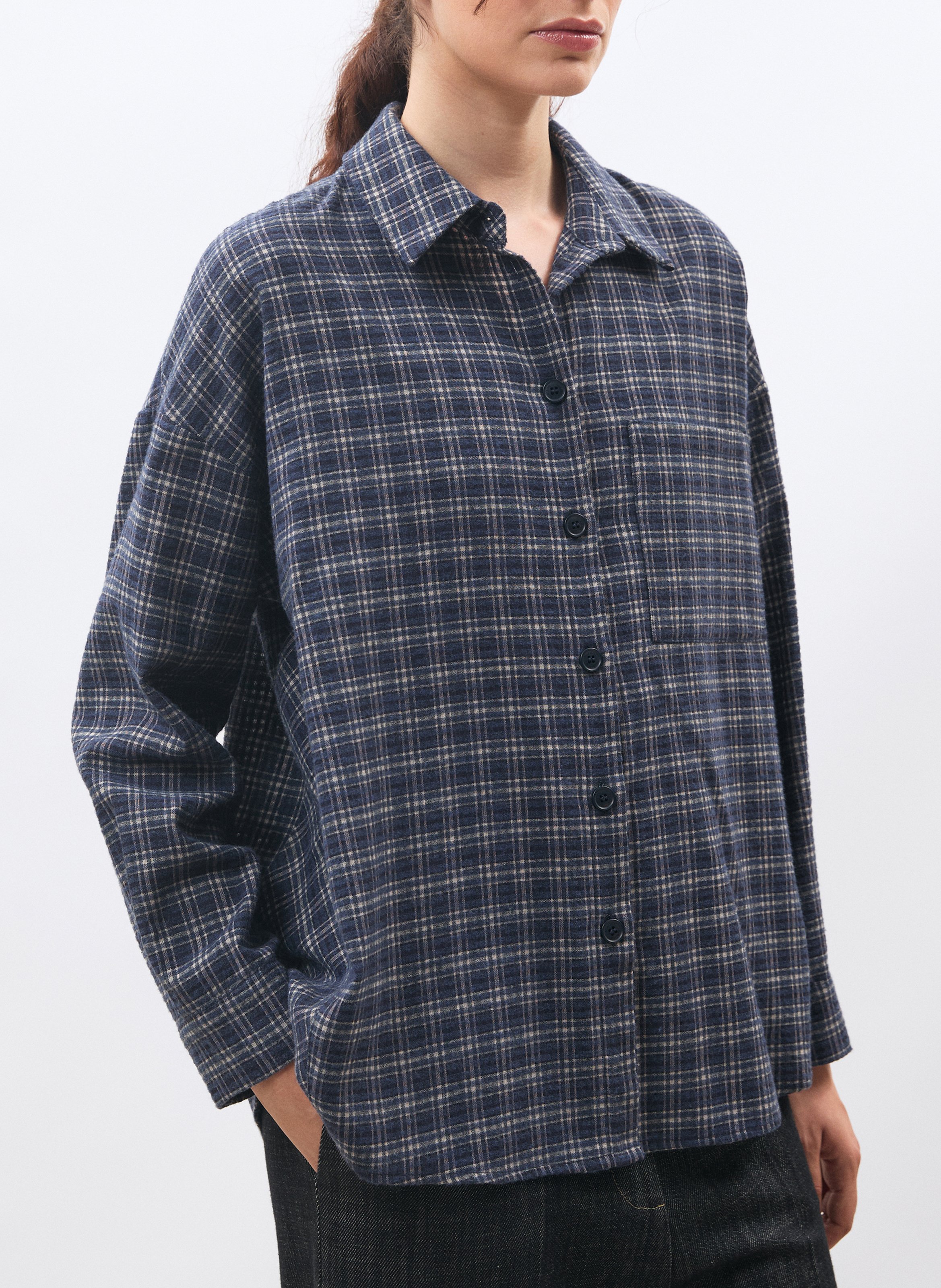 Karierte Oversize-Bluse HUMILITY Blau