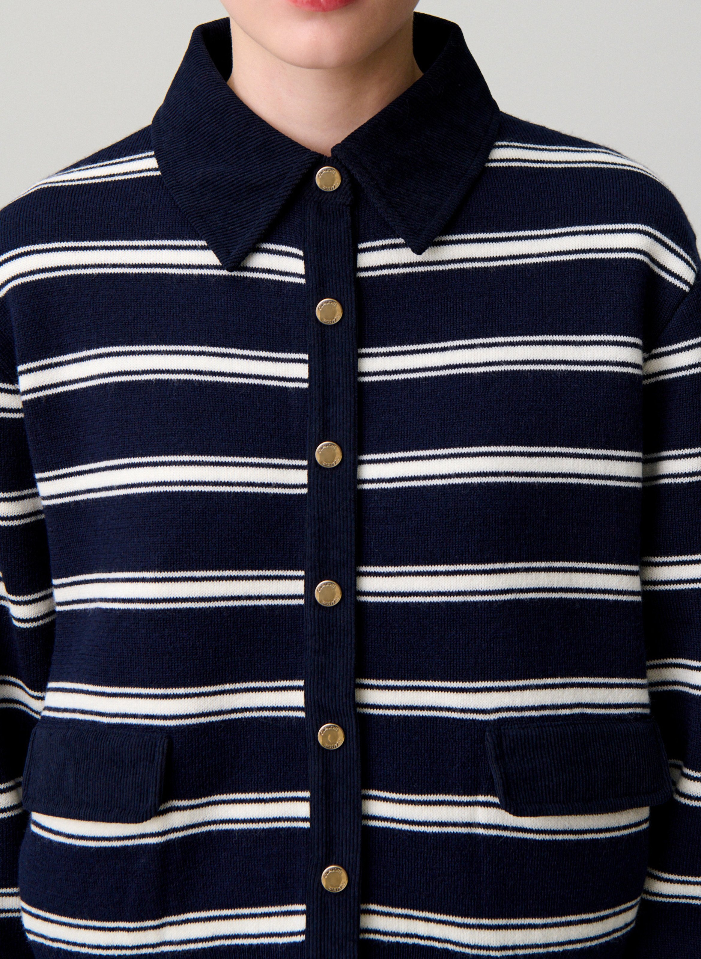 Cardigan col classique à rayures CLAUDIE PIERLOT Multicolore