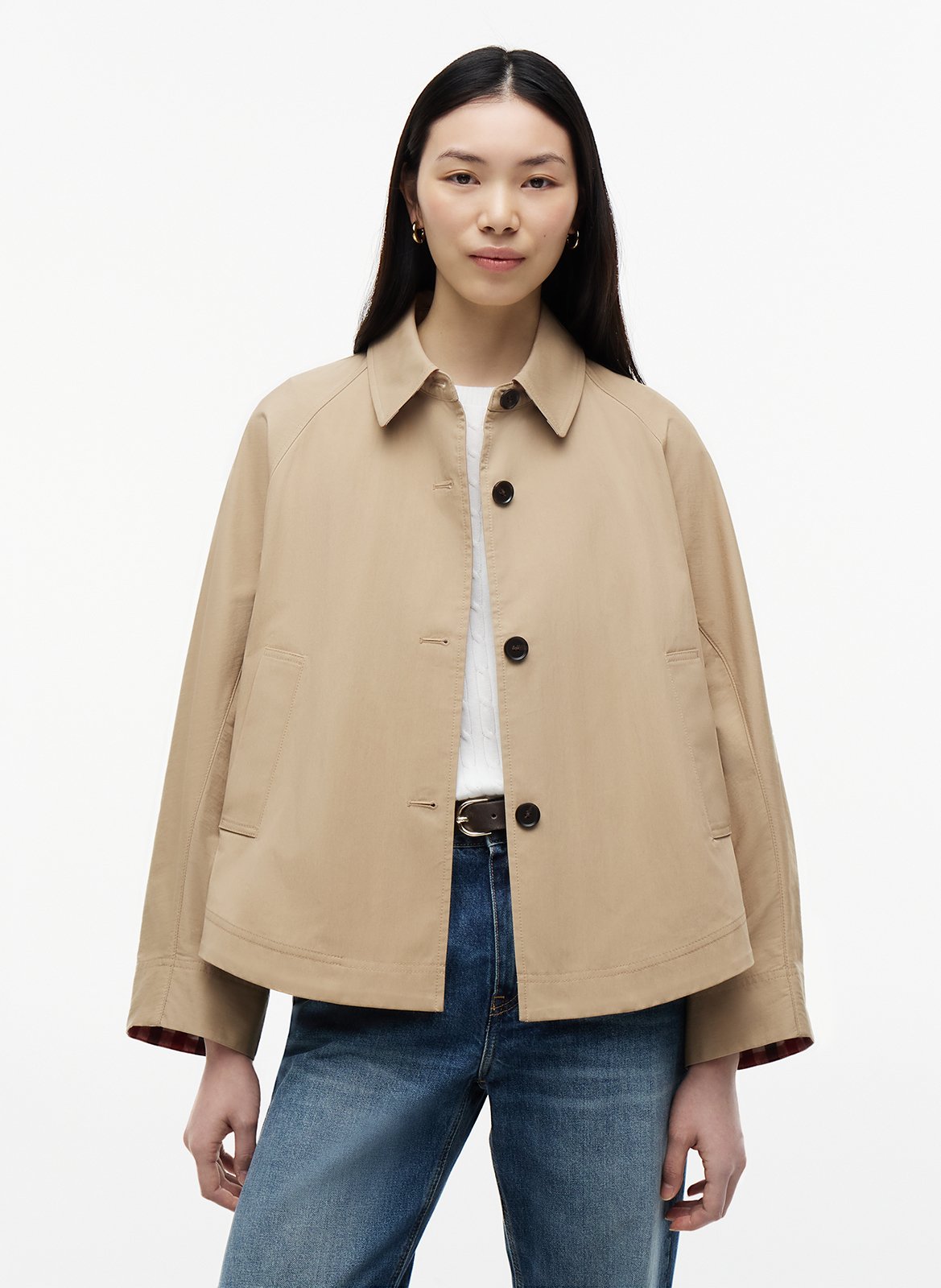 Oversize Trenchcoat mit klassischem Kragen aus Baumwollmischung. TOMMY HILFIGER Beige
