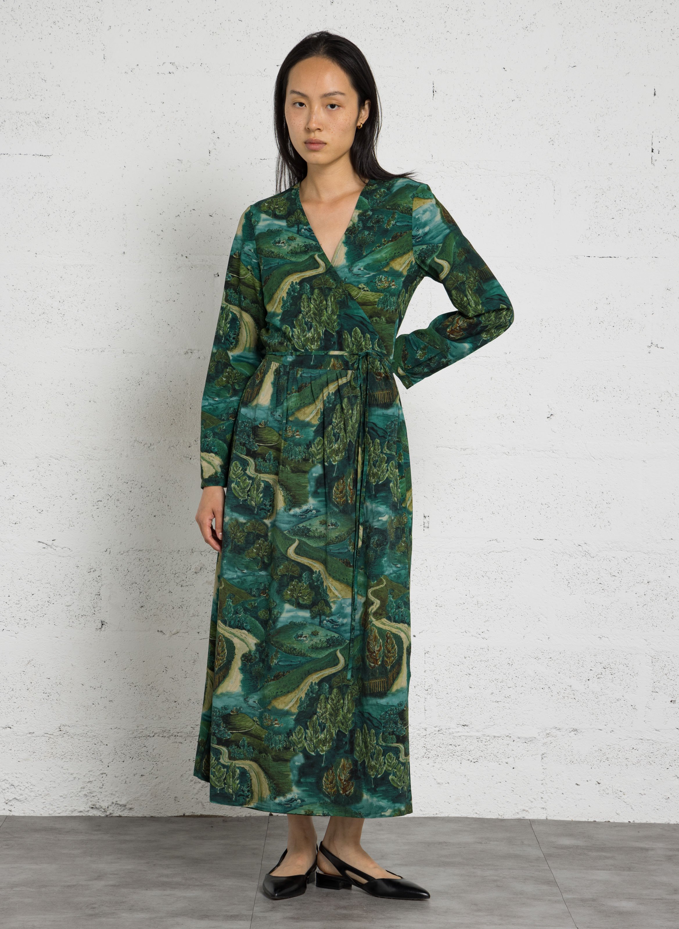Robe longue ceinturée imprimée NICE THINGS Vert